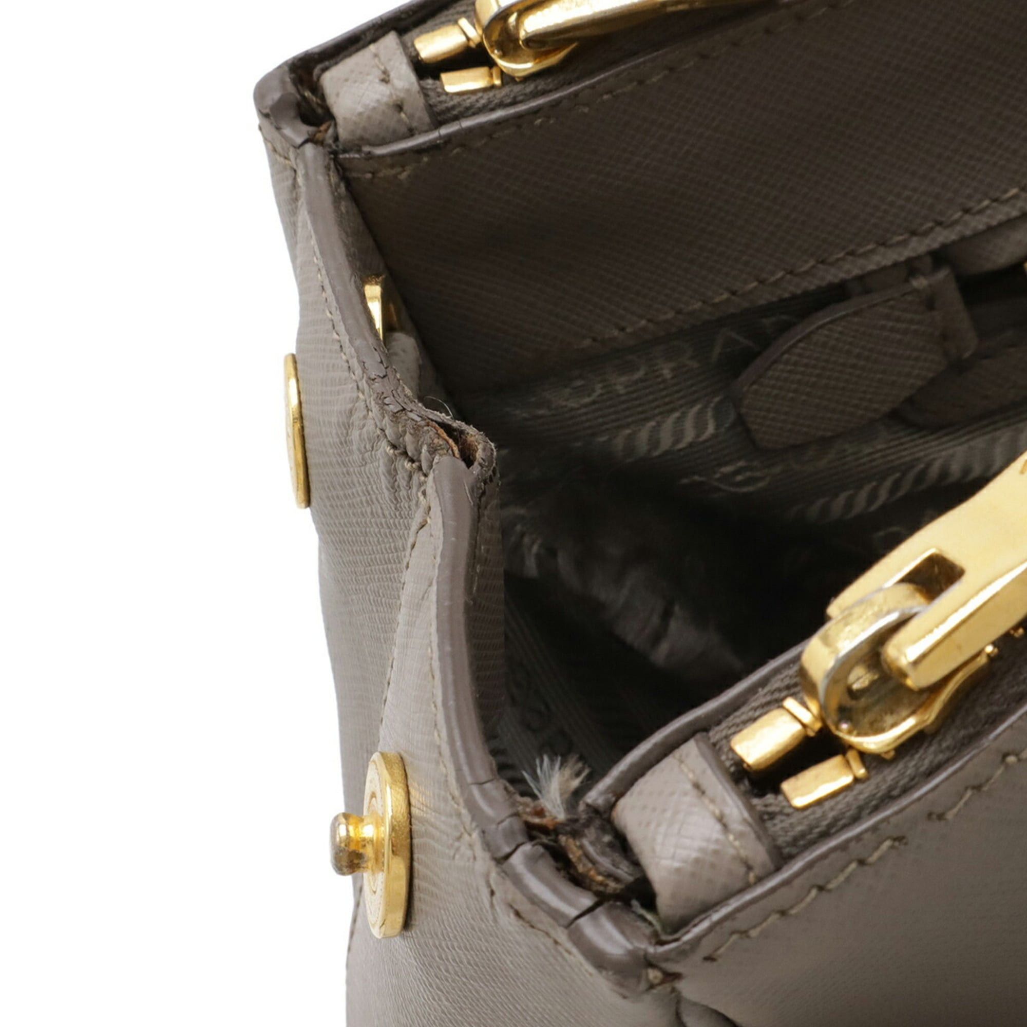 Prada PRADA Galleria Medium Handbag/Shoulder Bag, Saffiano Leather, Argilla, Greige, 1BA786 Size ONE SIZE - 8 Thumbnail