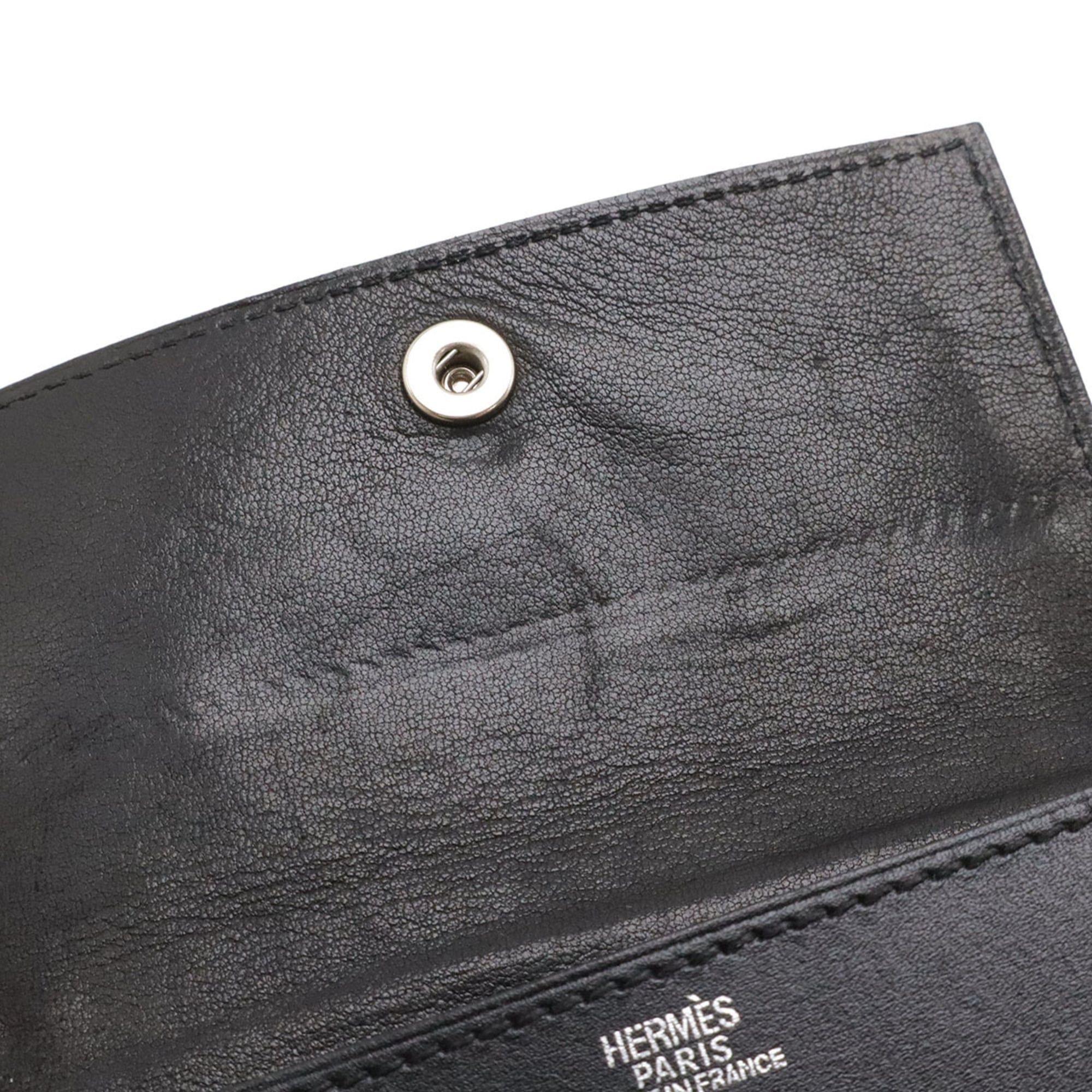 Hermes HERMES Sakura Sellier Button Business Card Holder/Card Case, Box Calf Leather, Black, □G Stamp Size ONE SIZE - 8 Thumbnail