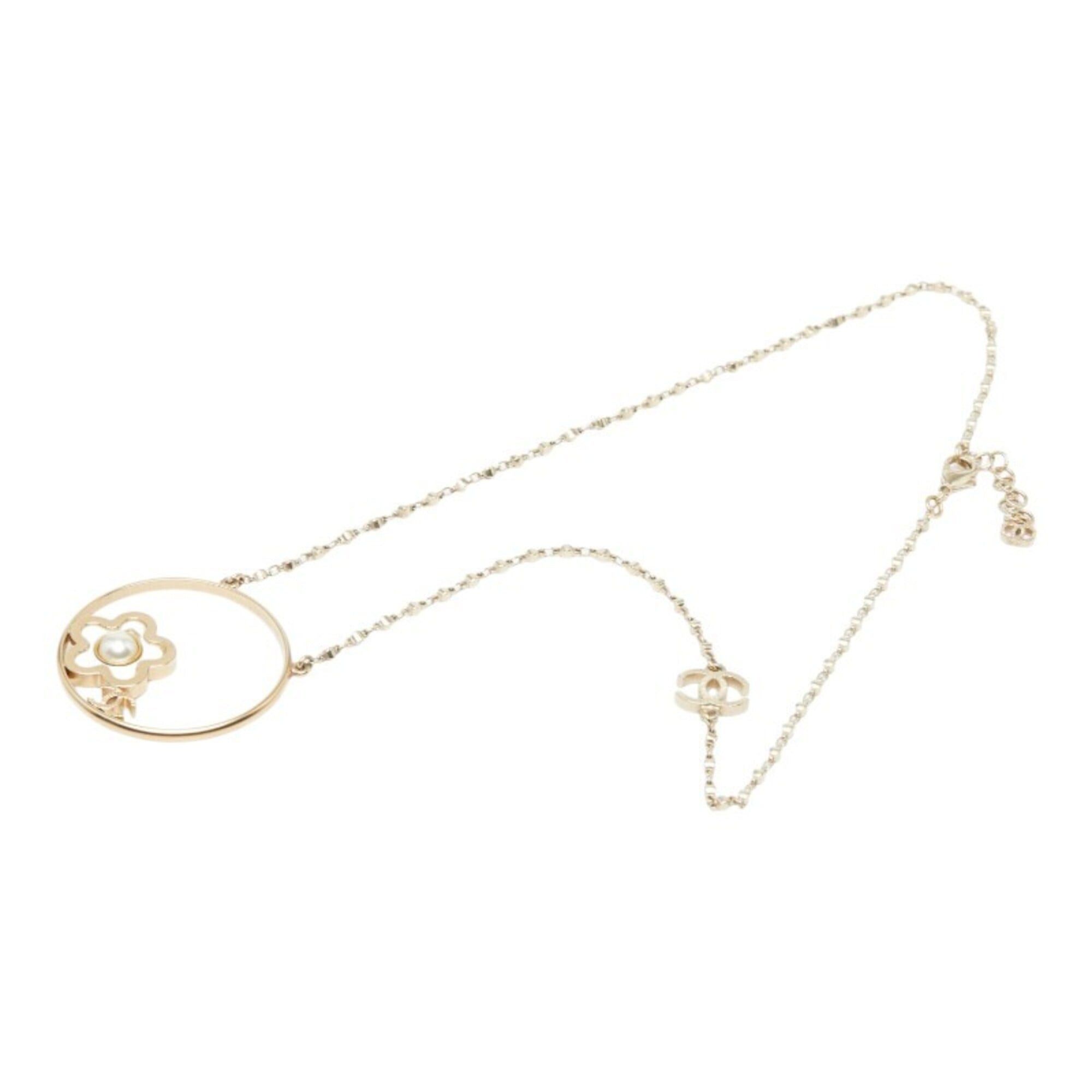 Chanel Chanel Coco Mark Camellia Necklace, Gold Plated, Faux Pearl, Women's. Size ONE SIZE - 4 Thumbnail