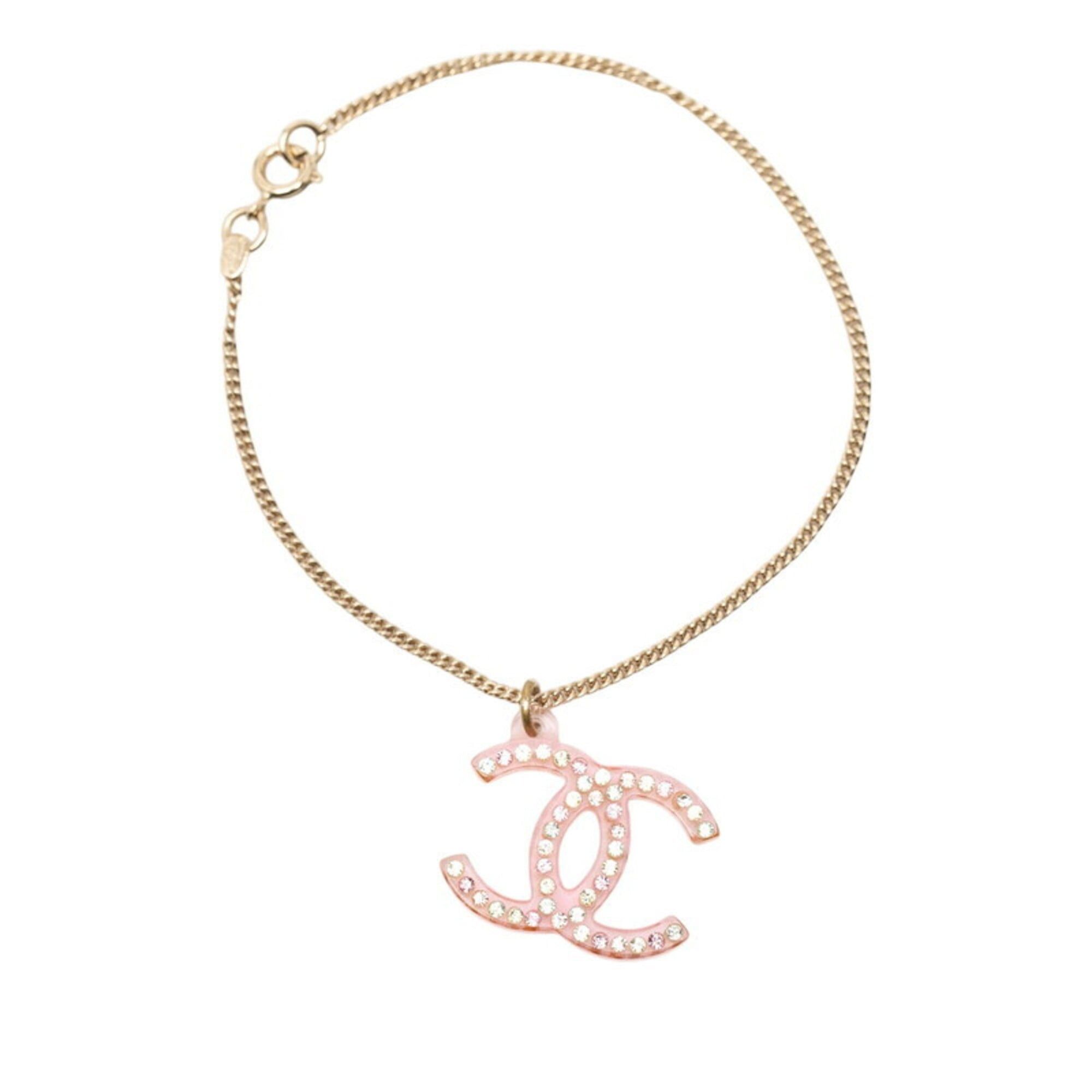 Chanel Chanel Coco Mark Chain Bracelet, 04A Engraving, Pink Plastic Rhinestones, Women's CHANEL Size ONE SIZE - 2 Thumbnail