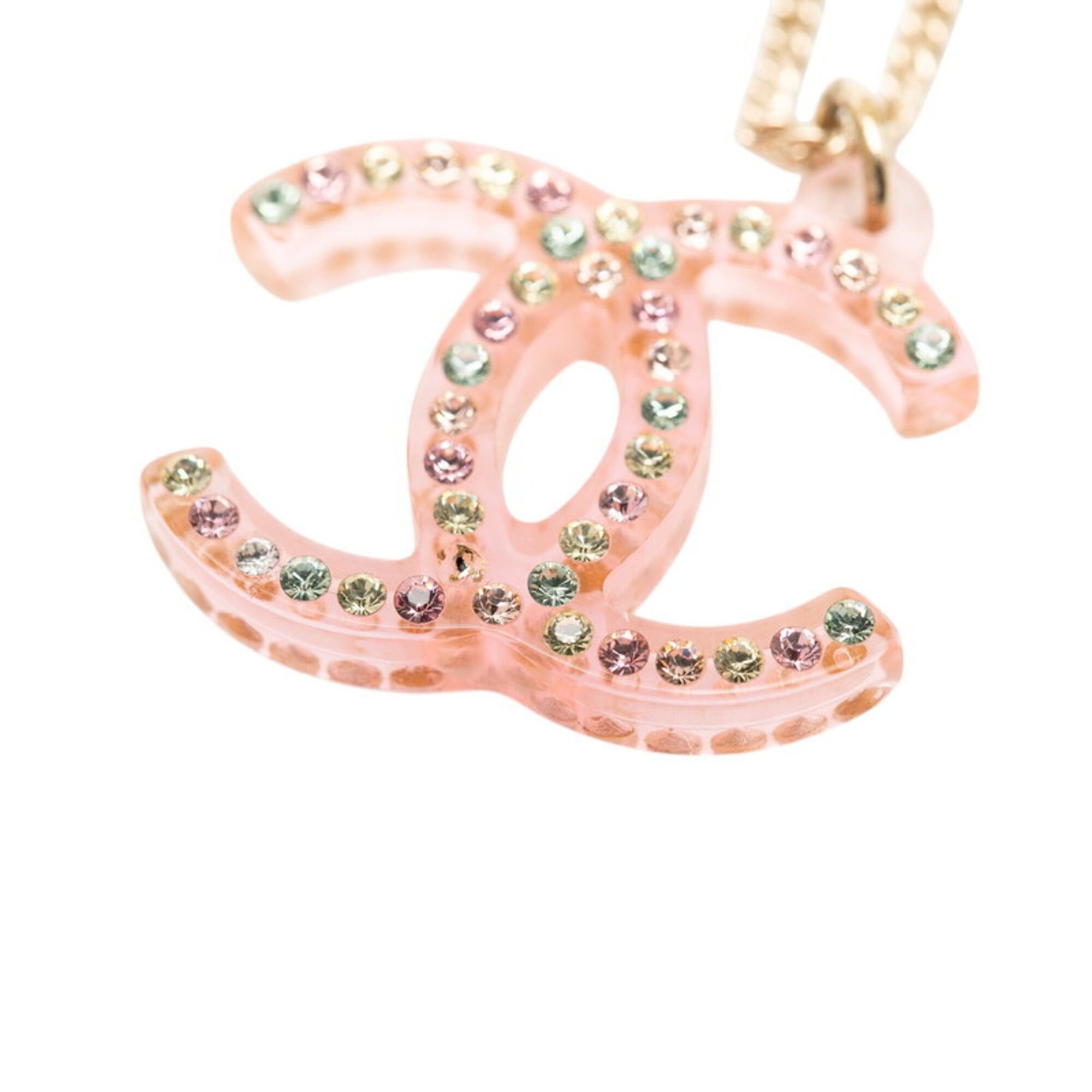 Chanel Chanel Coco Mark Chain Bracelet, 04A Engraving, Pink Plastic Rhinestones, Women's CHANEL Size ONE SIZE - 3 Thumbnail