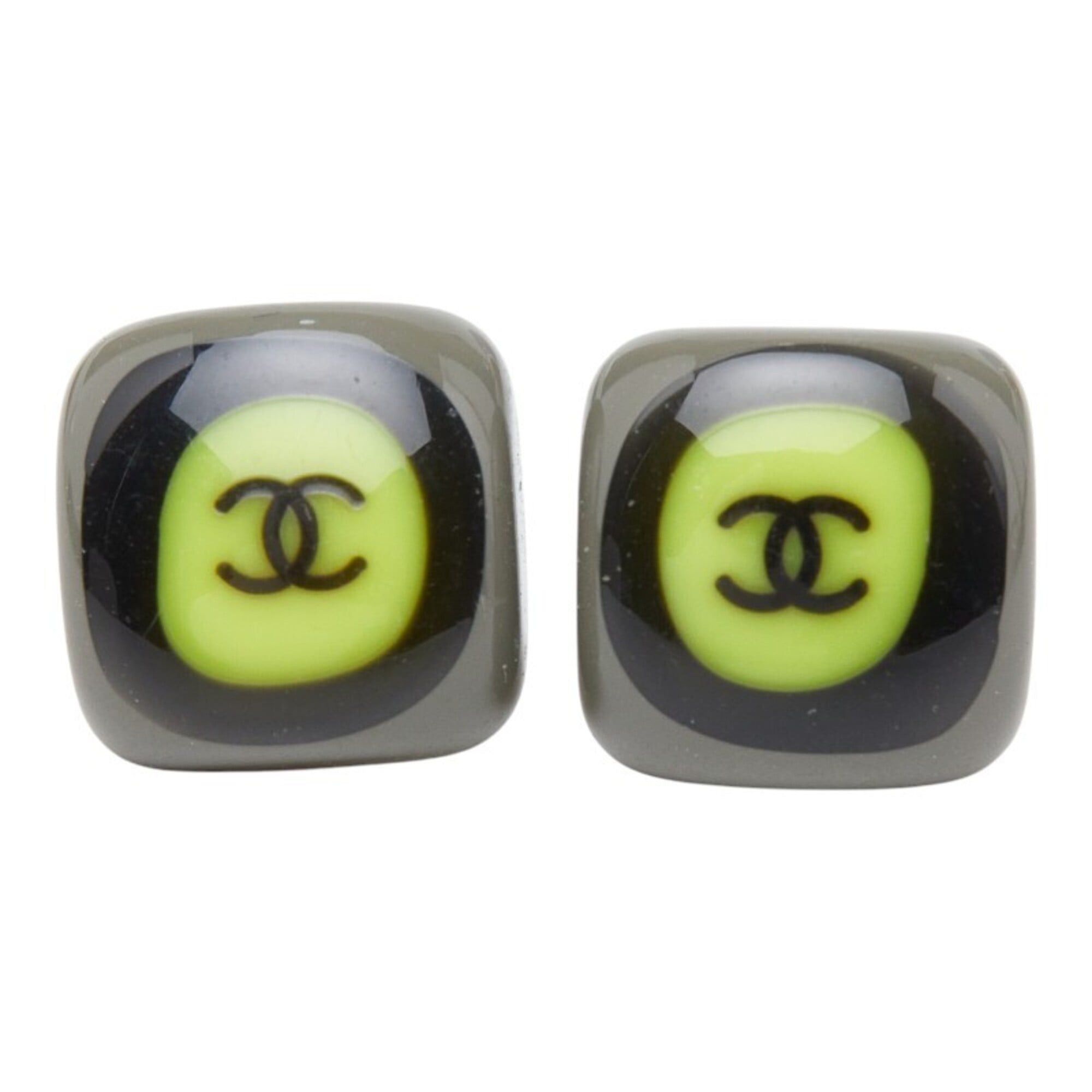 Chanel Chanel Coco Mark Square Earrings, Gold Multicolor Plated Plastic, Women's. Size ONE SIZE - 2 Thumbnail
