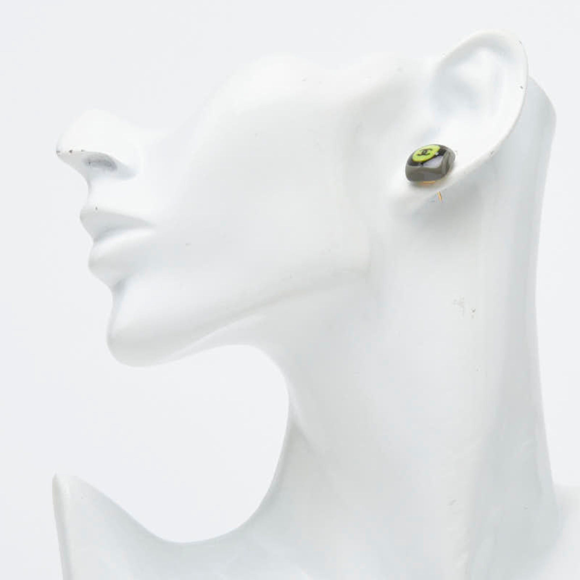 Chanel Chanel Coco Mark Square Earrings, Gold Multicolor Plated Plastic, Women's. Size ONE SIZE - 6 Thumbnail