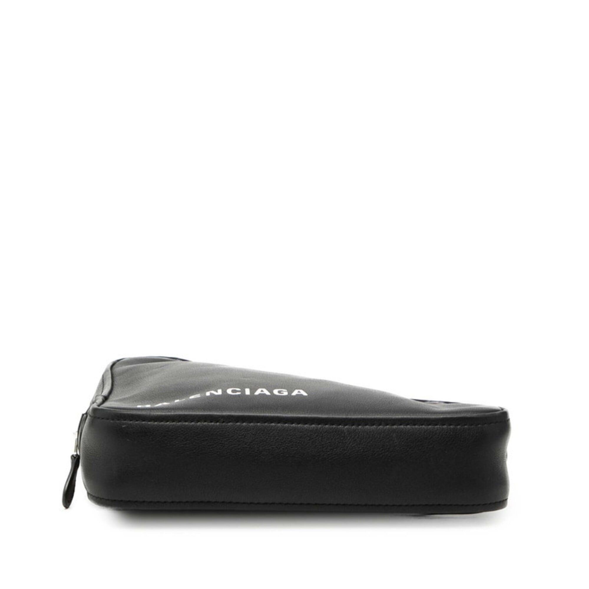 Balenciaga Balenciaga Triangle Clutch Bag, 476976, Black Leather, Women's, BALENCIAGA Size ONE SIZE - 3 Thumbnail
