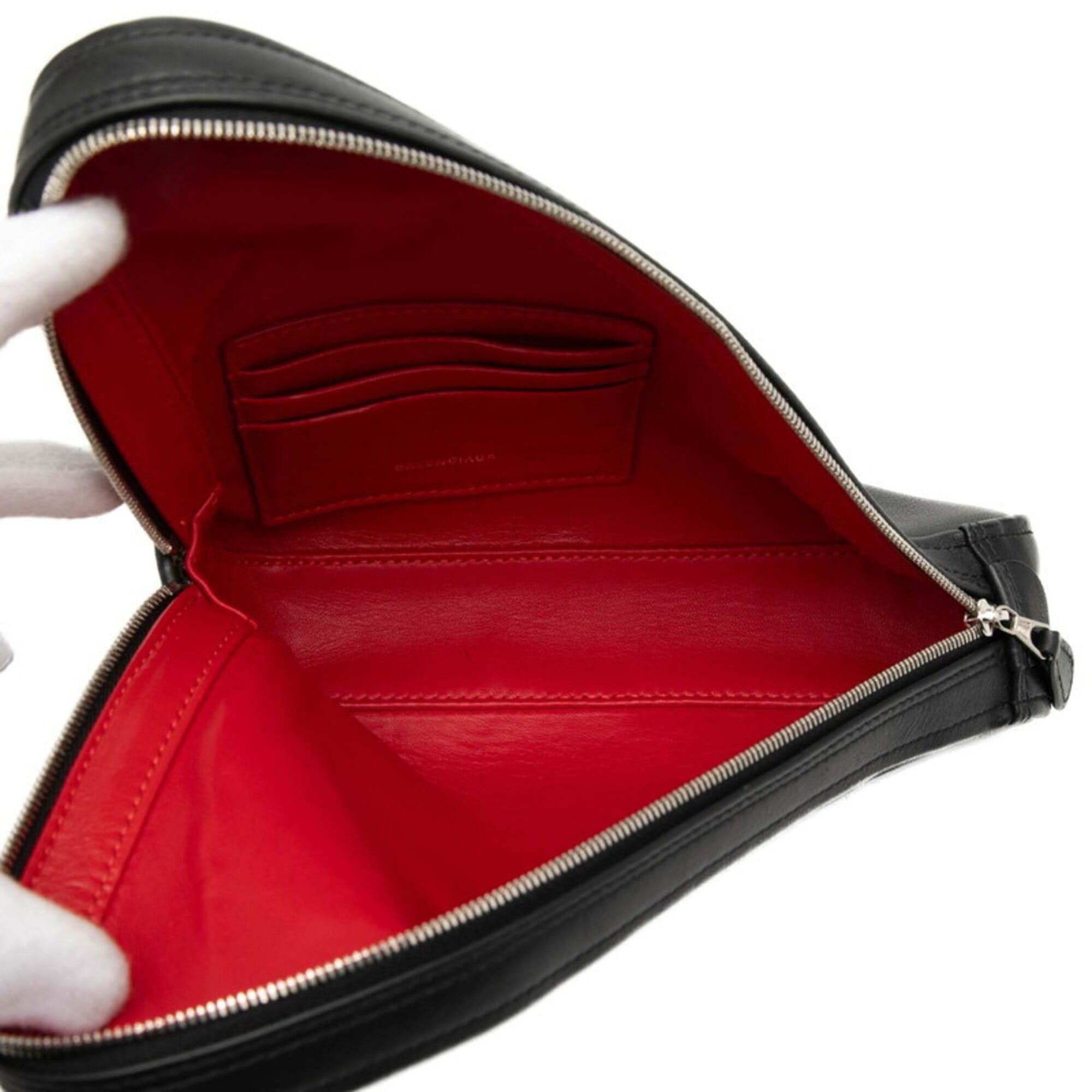 Balenciaga Balenciaga Triangle Clutch Bag, 476976, Black Leather, Women's, BALENCIAGA Size ONE SIZE - 4 Thumbnail