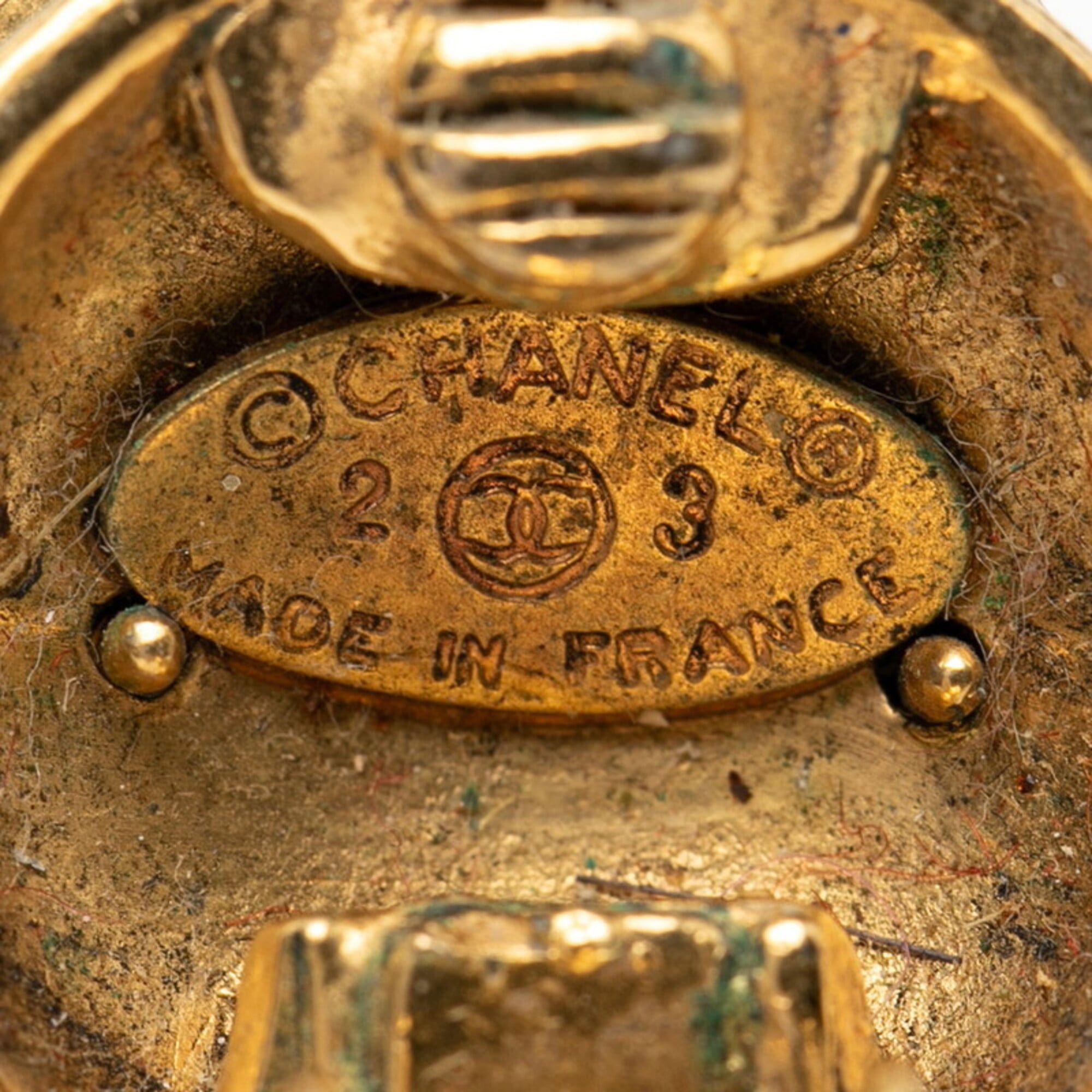 Chanel Chanel Coco Mark Round Earrings, 23 Stamp, Vintage Gold Plated Rhinestone Women's CHANEL Size ONE SIZE - 3 Thumbnail