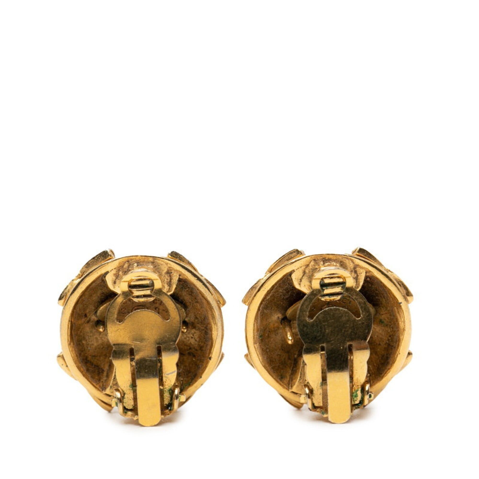 Chanel Chanel Coco Mark Round Earrings, 23 Stamp, Vintage Gold Plated Rhinestone Women's CHANEL Size ONE SIZE - 2 Thumbnail