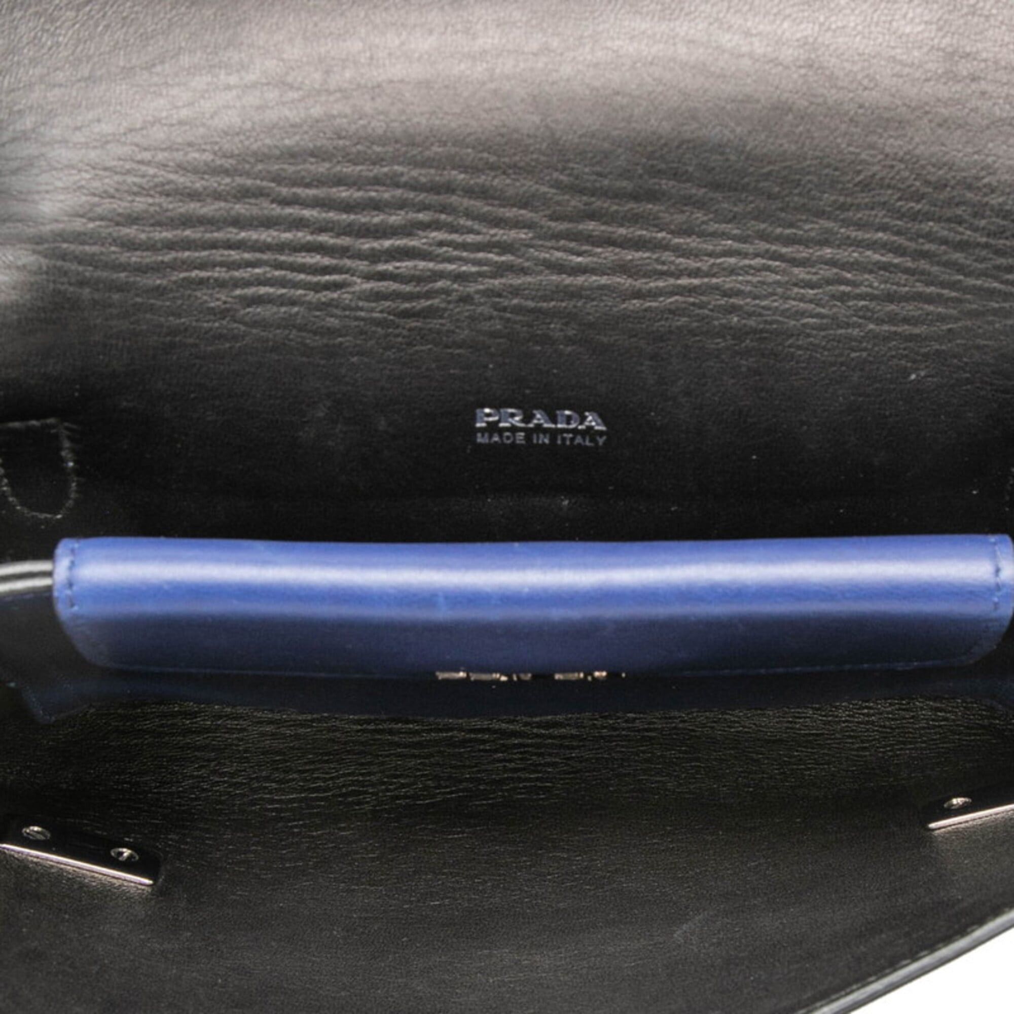 Prada Prada Flap Chain Shoulder Bag, Navy Leather, Women's PRADA Size ONE SIZE - 5 Thumbnail