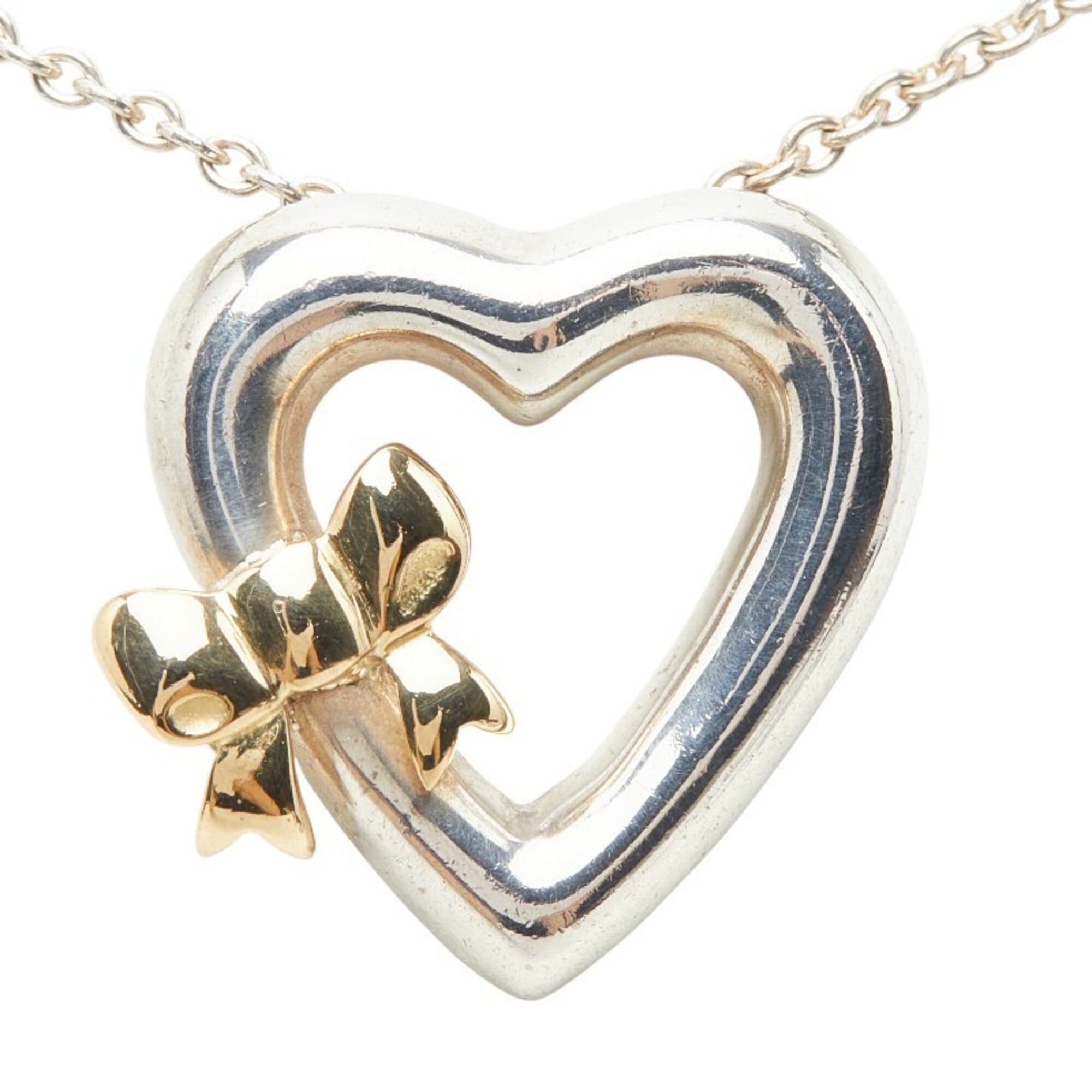 Tiffany & Co. Tiffany & Co. Heart Ribbon Necklace, Silver and Gold (SV925), 18K Yellow Combination, Women's. Size ONE SIZE - 2 Thumbnail