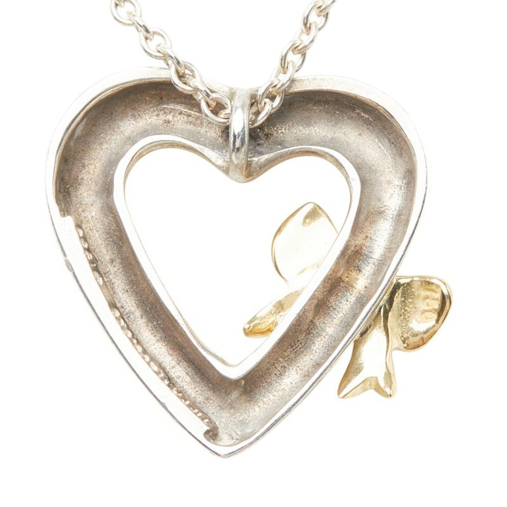 Tiffany & Co. Tiffany & Co. Heart Ribbon Necklace, Silver and Gold (SV925), 18K Yellow Combination, Women's. Size ONE SIZE - 3 Thumbnail