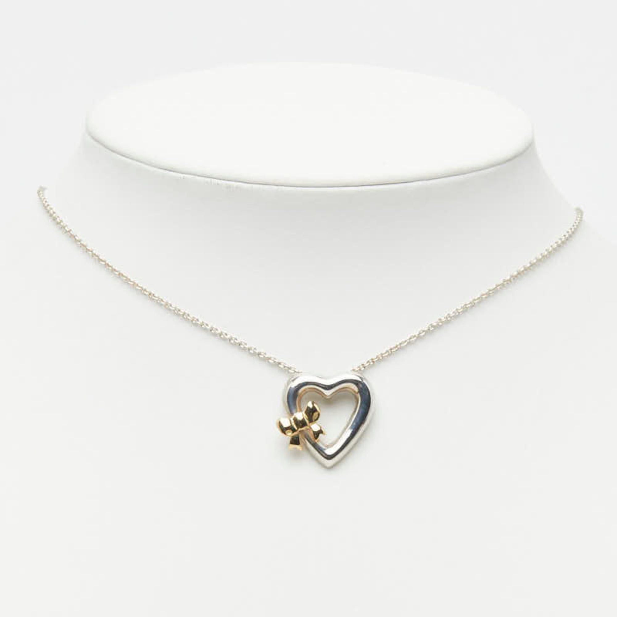 Tiffany & Co. Tiffany & Co. Heart Ribbon Necklace, Silver and Gold (SV925), 18K Yellow Combination, Women's. Size ONE SIZE - 6 Thumbnail