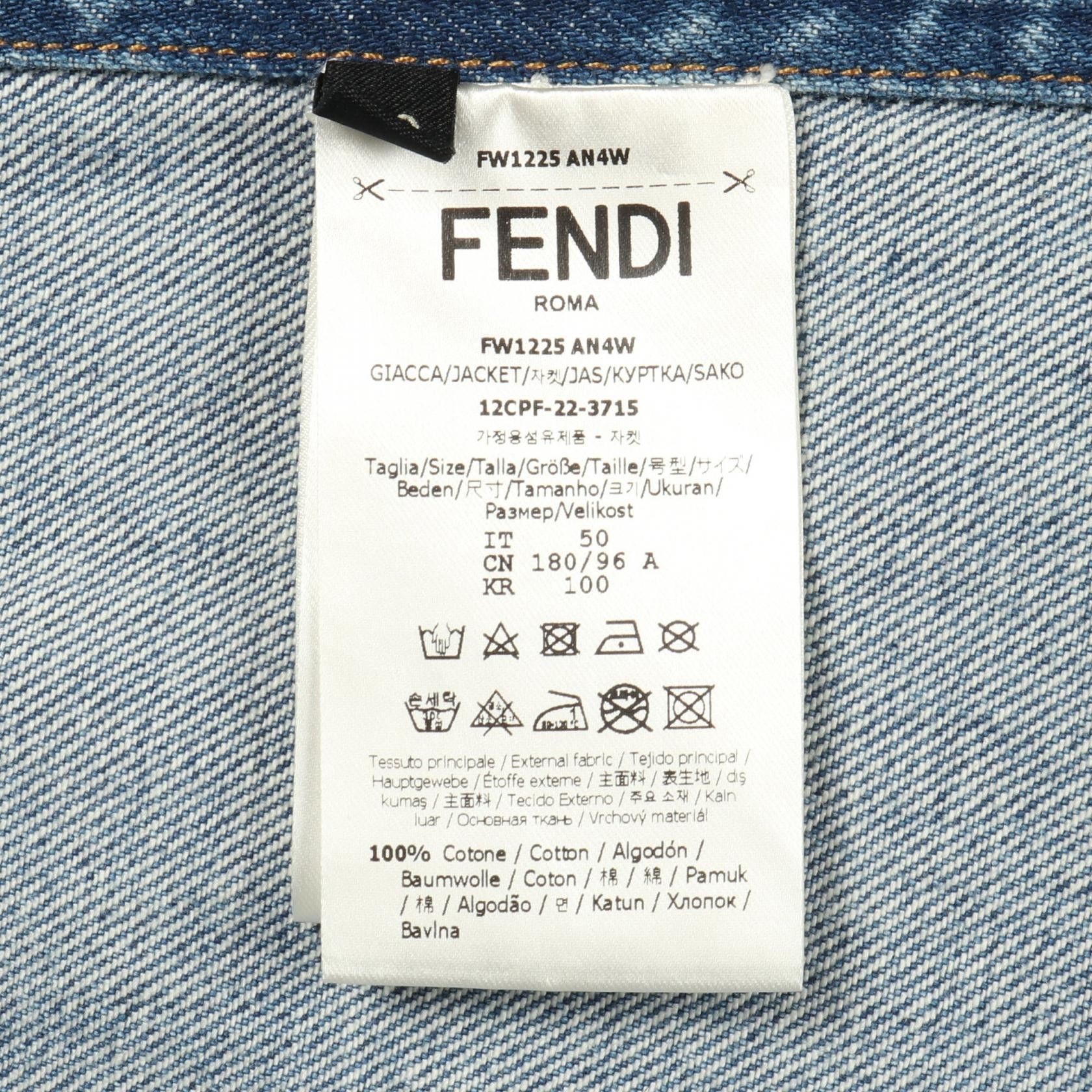 Fendi Fendi Fendi Cotton Denim Jacket Textile Outerwear FW1225AN4W DUTY FREE for USA Size ONE SIZE - 4 Thumbnail