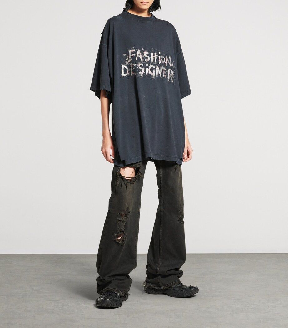 Balenciaga Oversized Fashion Designer Painted Logo T-Shirt Size US XS / EU 42 / 0 - 3 Thumbnail