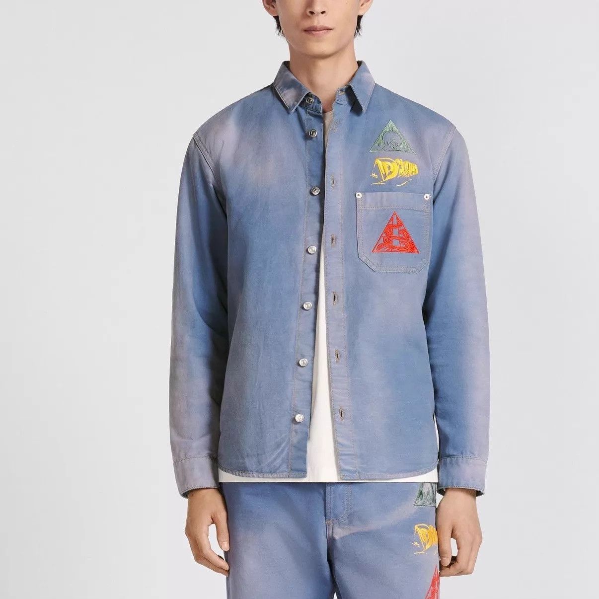 Dior Blue Embroidered Long Sleeve Button-Up Shirt Size US M / EU 48-50 / 2 - 7 Thumbnail