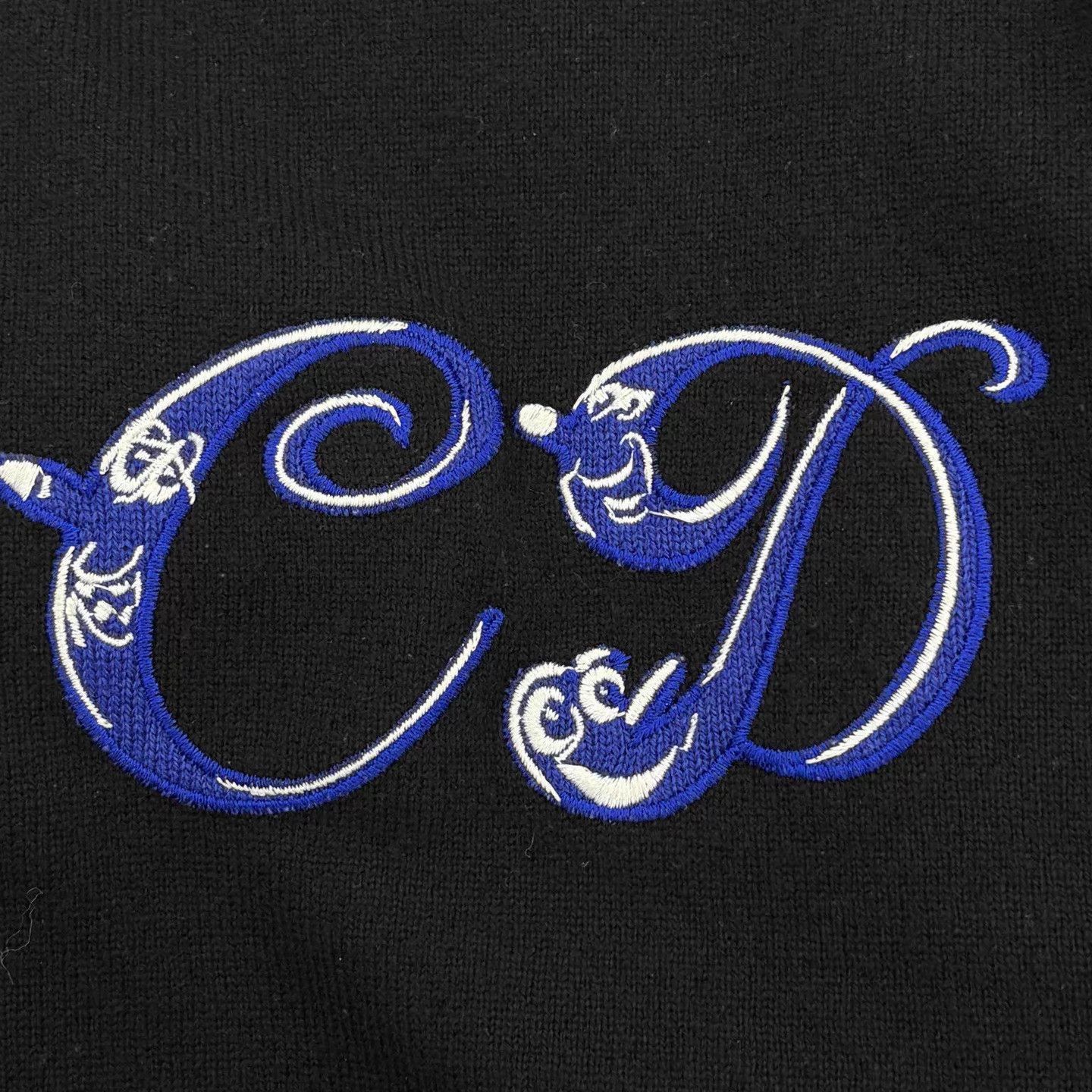 Dior Black Long Sleeve Sweater with Blue Embroidered Design Size US S / EU 44-46 / 1 - 7 Thumbnail