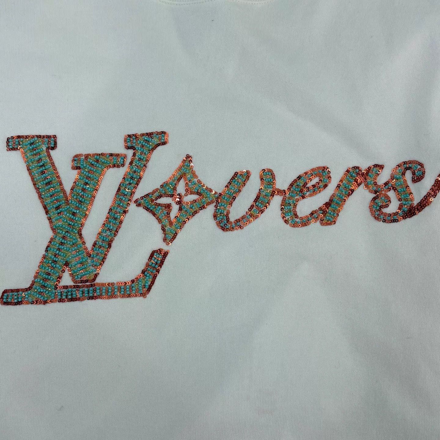 Louis Vuitton White Sequin 'Lovers' Graphic Short Sleeve Tee Size US XXL / EU 58 / 5 - 7 Thumbnail