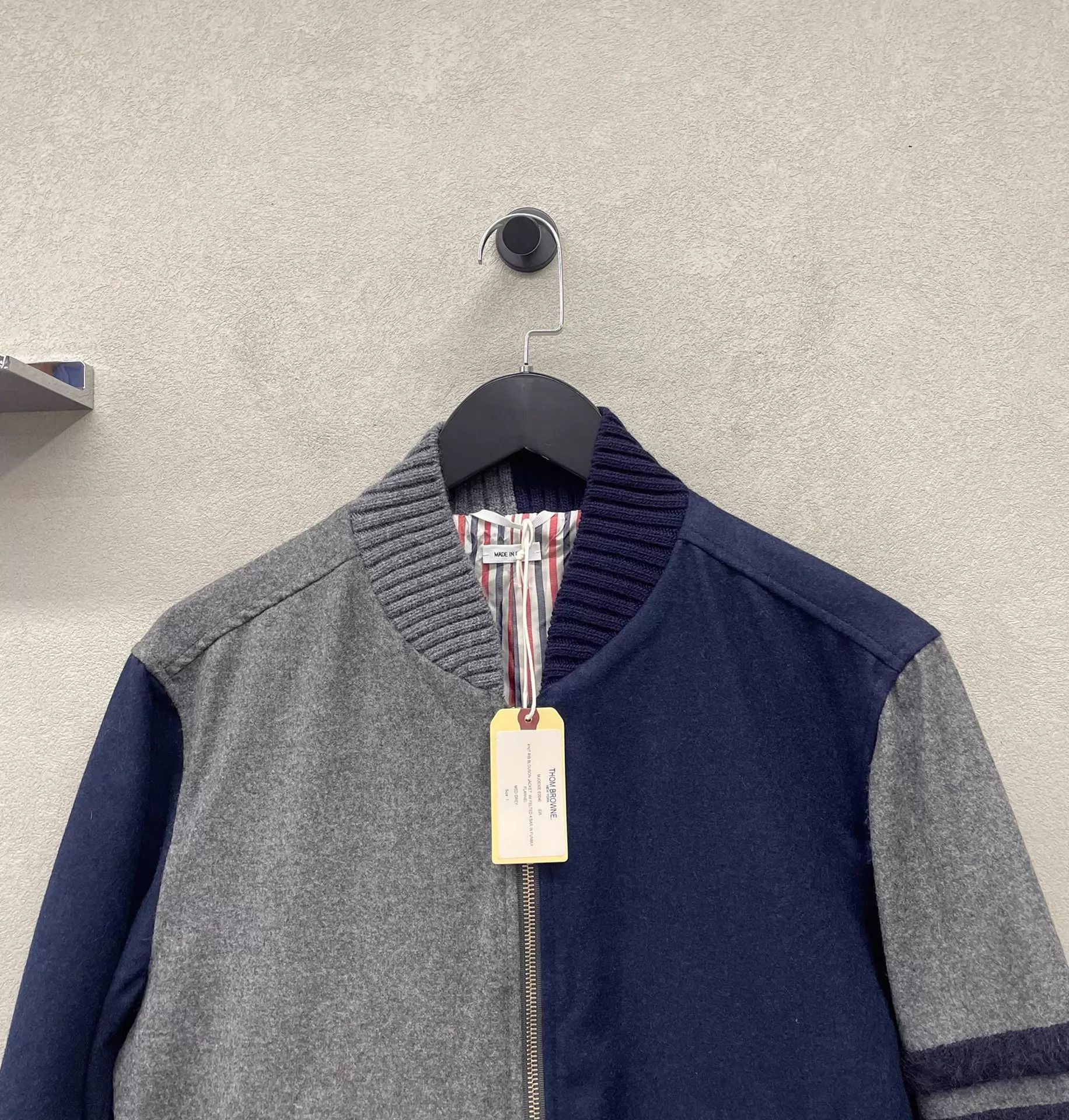 Thom Browne Multi-Color Zip-Up Bomber Jacket with Striped Sleeves Size US S / EU 44-46 / 1 - 4 Thumbnail