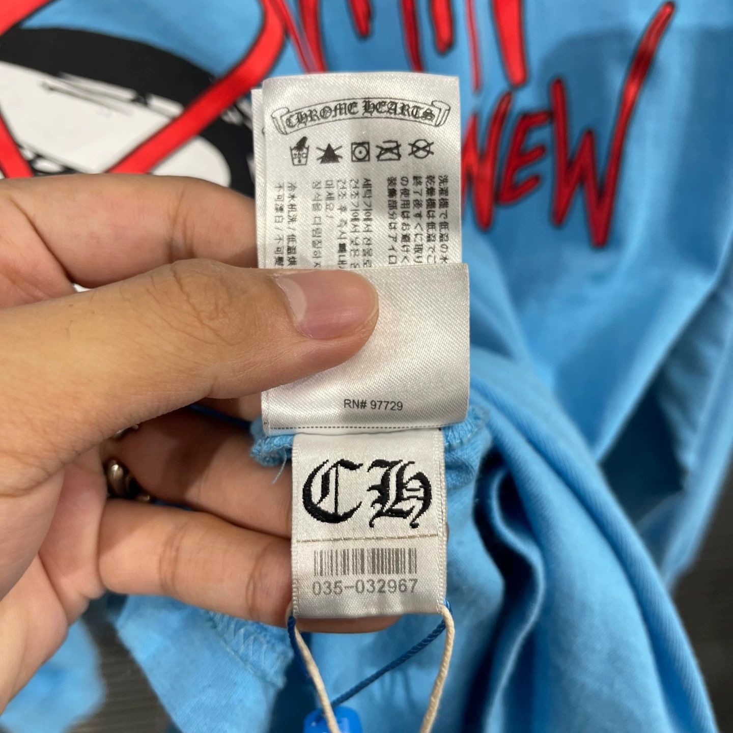 Chrome Hearts Blue Long-Sleeve Graphic Tee with Pocket Size US M / EU 48-50 / 2 - 8 Thumbnail
