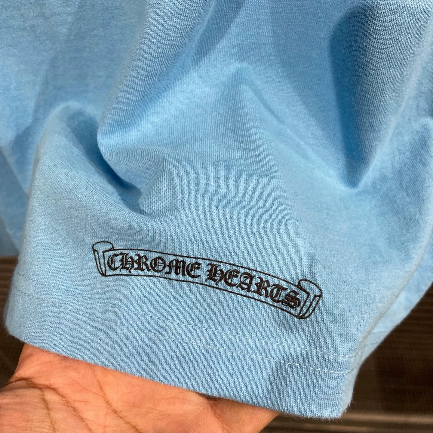 Chrome Hearts Blue Long-Sleeve Graphic Tee with Pocket Size US M / EU 48-50 / 2 - 7 Thumbnail