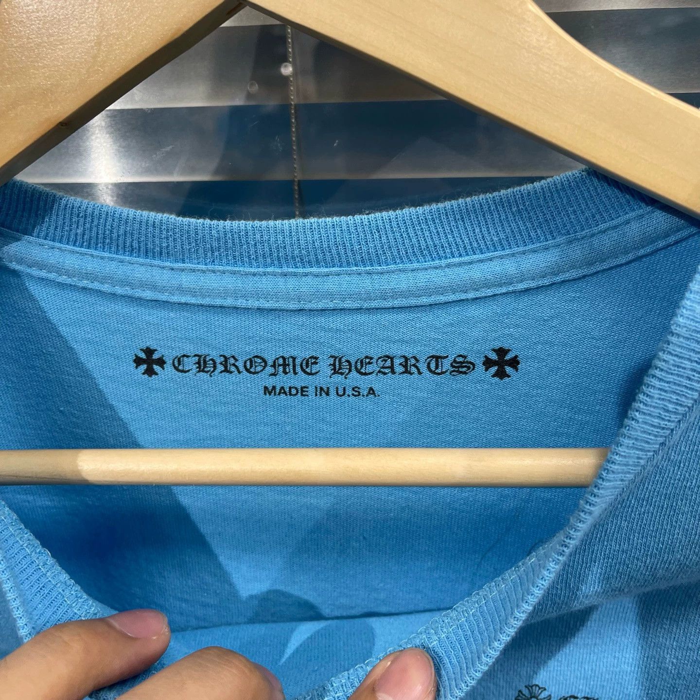 Chrome Hearts Blue Long-Sleeve Graphic Tee with Pocket Size US M / EU 48-50 / 2 - 3 Thumbnail