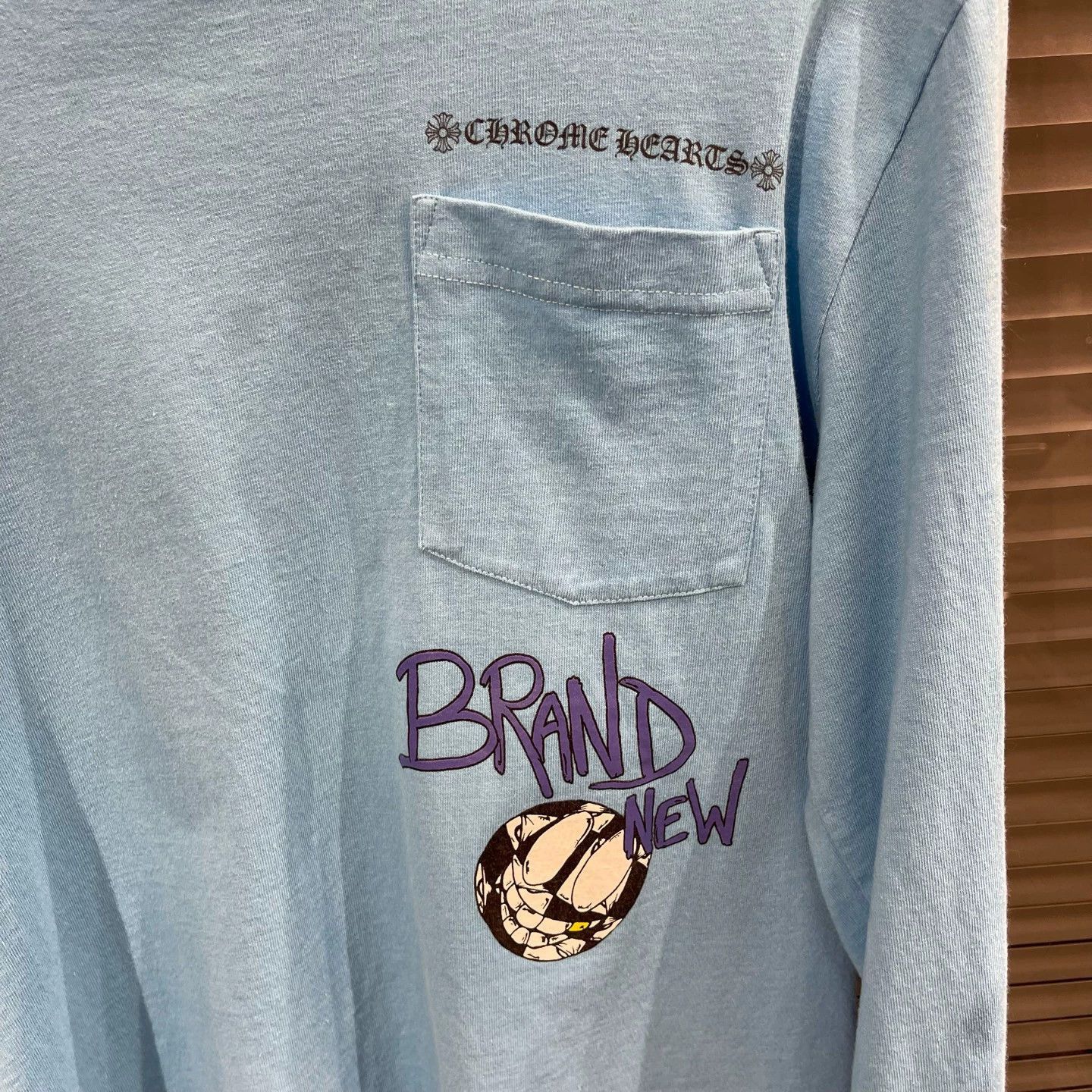 Chrome Hearts Blue Long-Sleeve Graphic Tee with Pocket Size US M / EU 48-50 / 2 - 4 Thumbnail