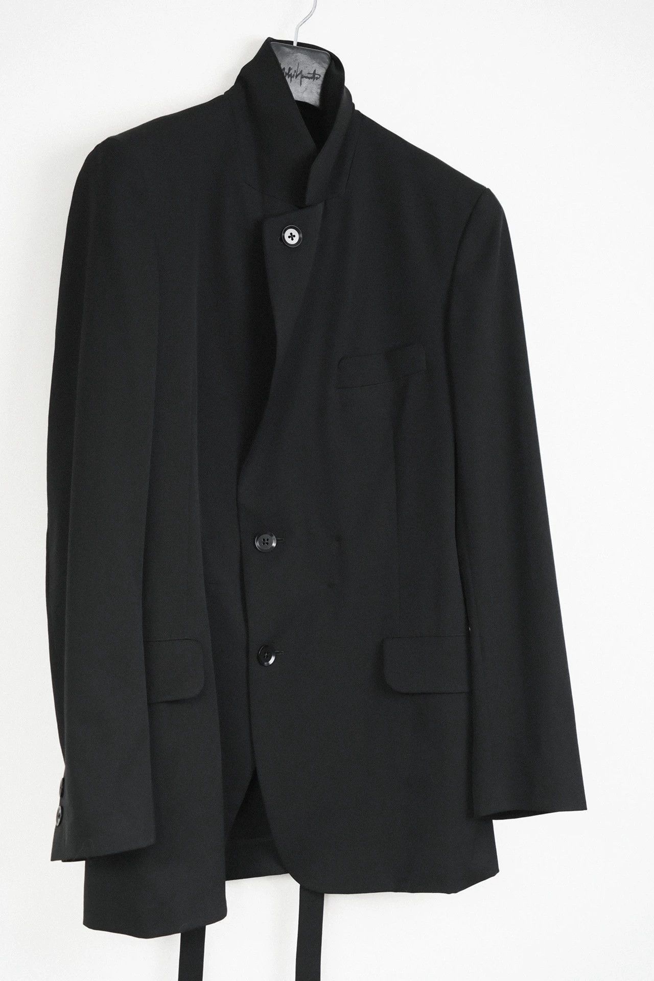 Yohji Yamamoto Black High-Collar Button-Front Jacket Size L Size US L / EU 52-54 / 3 - 3 Thumbnail