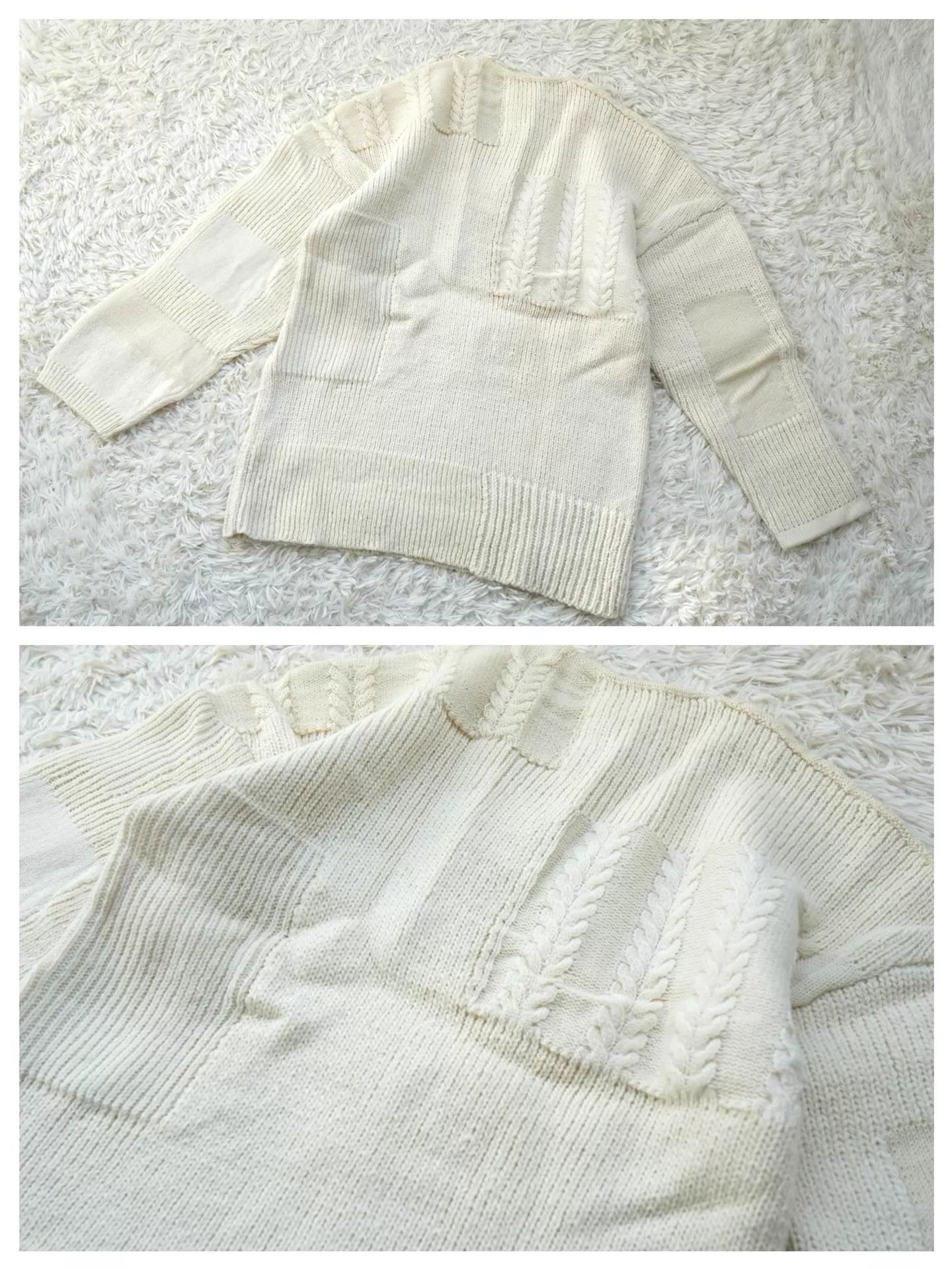 Visvim Beige V-Neck Cable Knit Sweater Size L Size US L / EU 52-54 / 3 - 7 Thumbnail