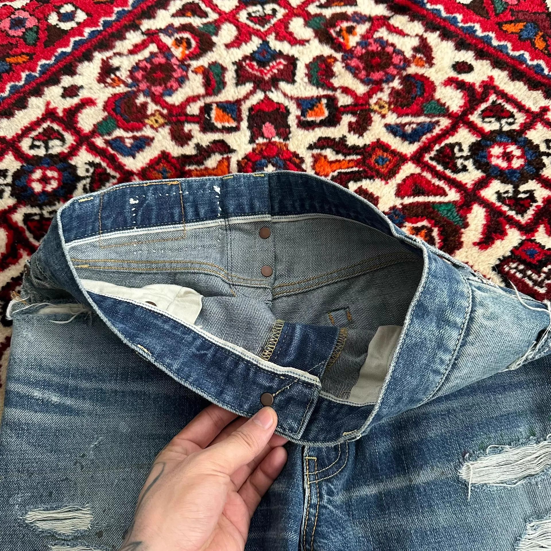 Visvim Distressed Blue Denim Pants Size 32 Size US 32 / EU 48 - 6 Thumbnail