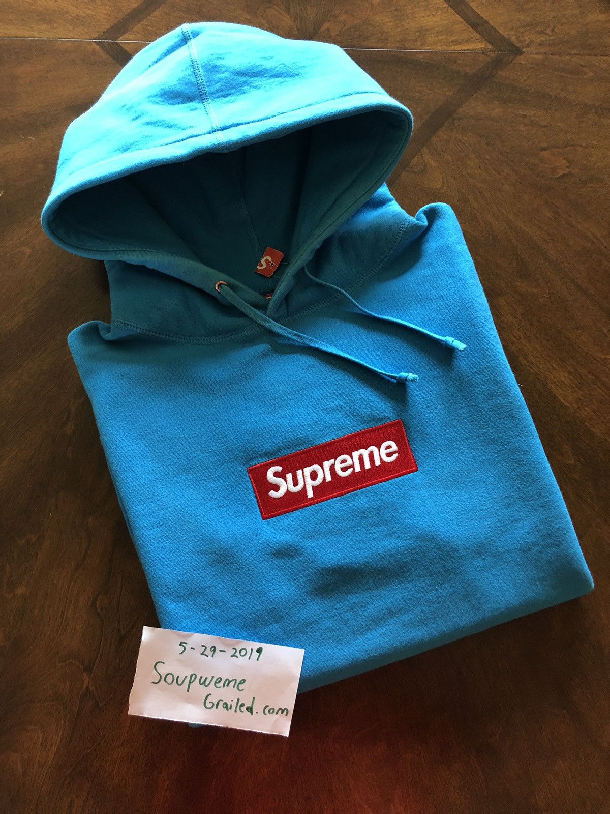 Supreme teal box logo hoodie online