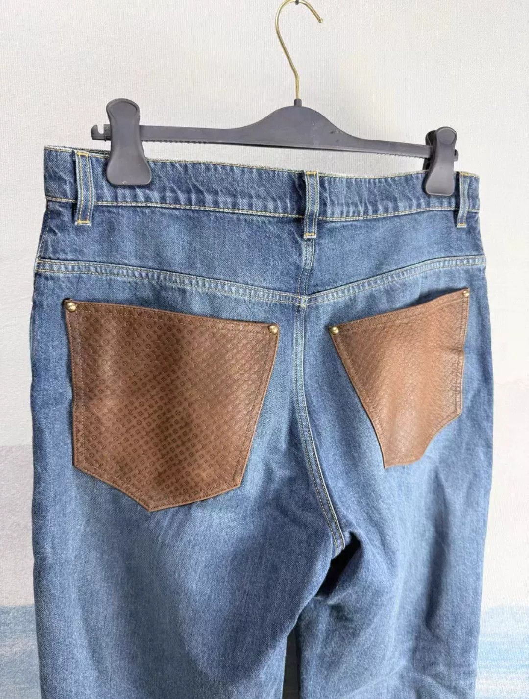 Louis Vuitton Louis Vuitton Monogram Leather Patch Denim Jeans Size 32 Size US 32 / EU 48 - 5 Thumbnail