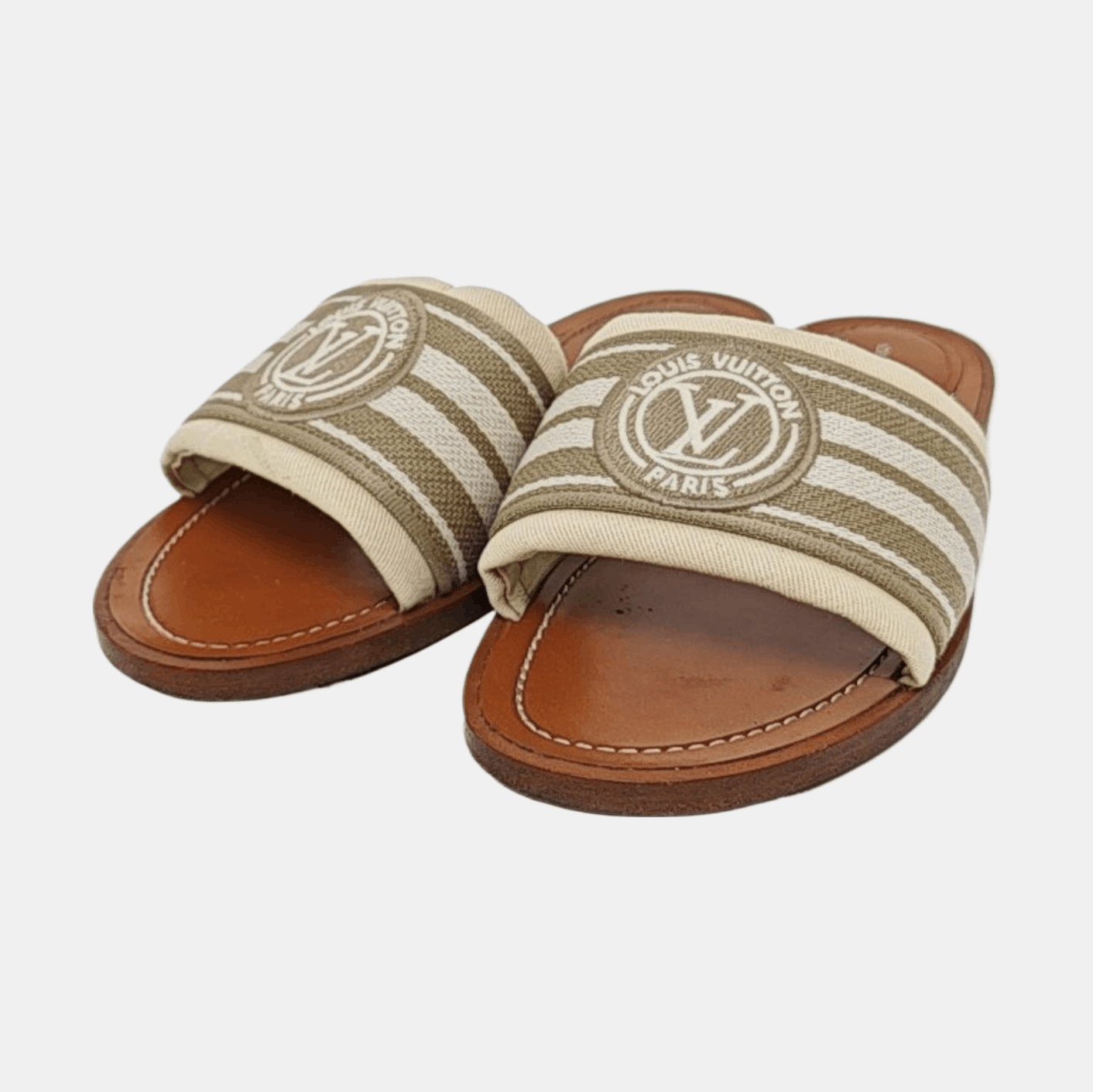 Louis Vuitton LOUIS VUITTON Striped Canvas Slides Size 36 Size US 6 / IT 36 - 2 Thumbnail