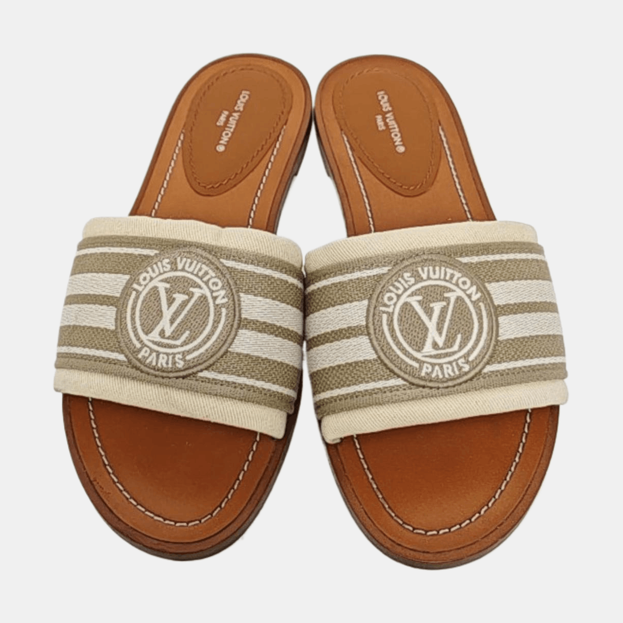 Louis Vuitton LOUIS VUITTON Striped Canvas Slides Size 36 Size US 6 / IT 36 - 3 Thumbnail