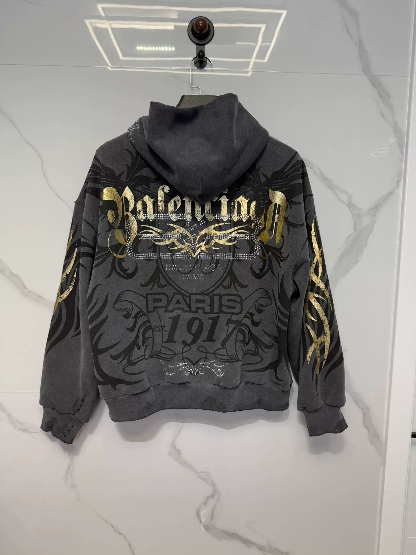 Balenciaga Balenciaga Rhinestone Zip Hoodie Size M Size US M / EU 48-50 / 2 - 3 Thumbnail