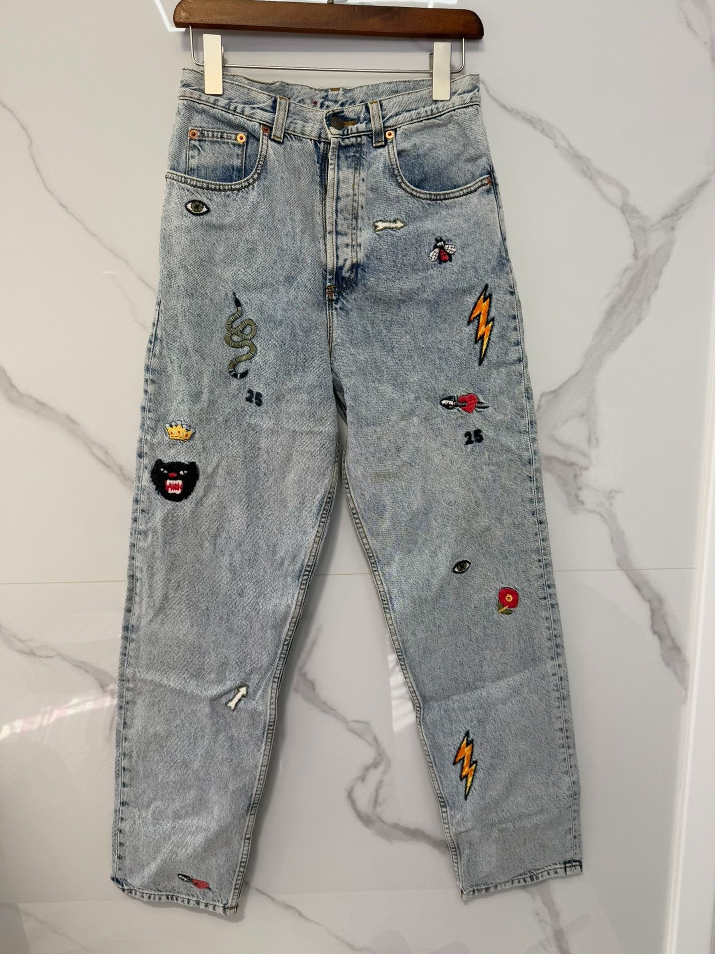 Gucci Gucci Embroidered Insect Jeans Size 27 Size 27" / US 4 / IT 40 - 2 Thumbnail