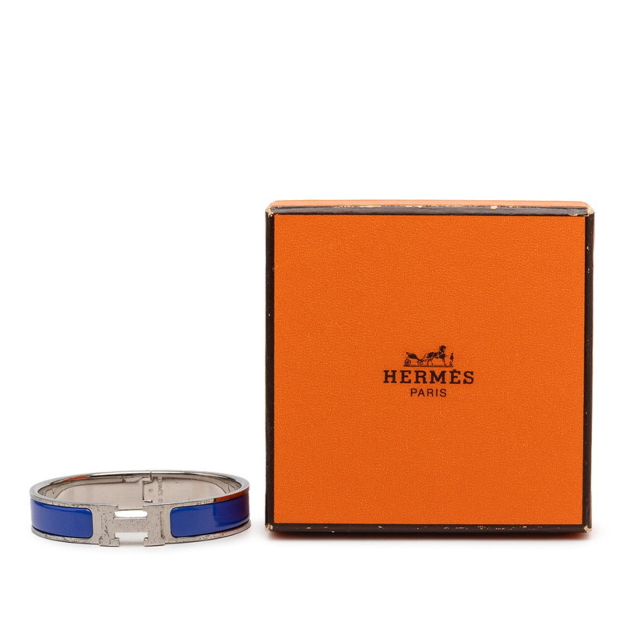 Hermes Hermes Clic Clac H PM Bracelet, Silver, Blue Metal Enamel, Women's HERMES Size ONE SIZE - 6 Thumbnail