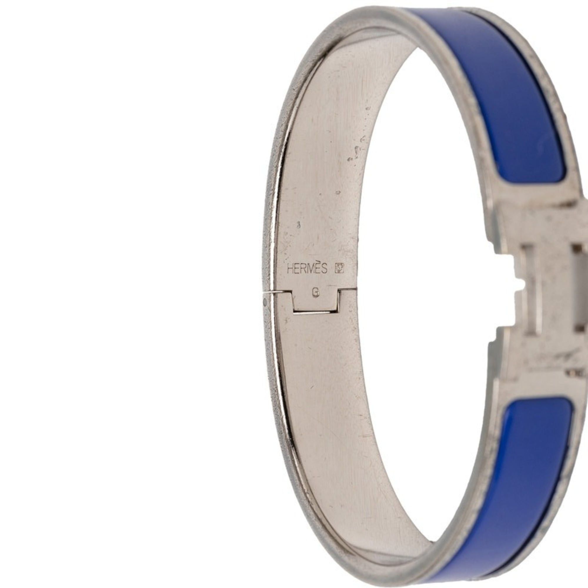 Hermes Hermes Clic Clac H PM Bracelet, Silver, Blue Metal Enamel, Women's HERMES Size ONE SIZE - 5 Thumbnail