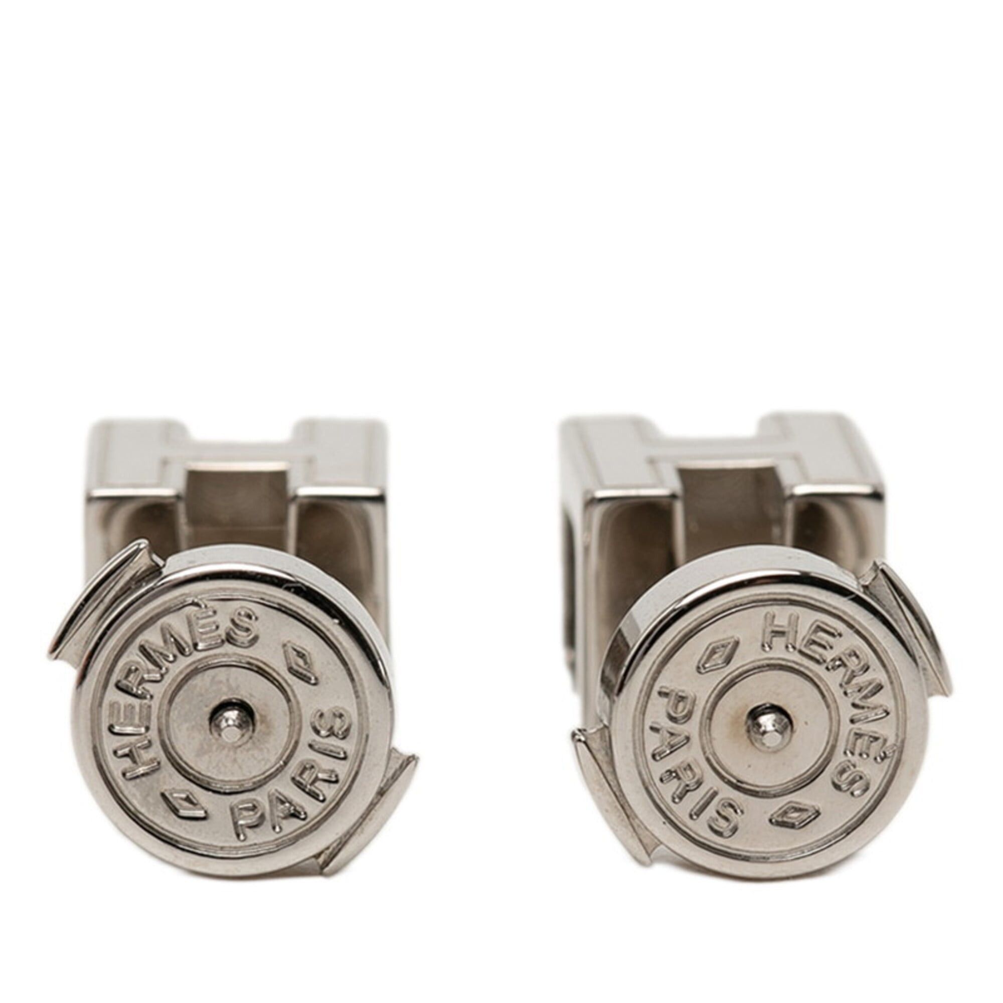 Hermes Hermes Cage d'H H-Cube Logo Stud Earrings, Silver and White Metal, Women's HERMES Size ONE SIZE - 2 Thumbnail