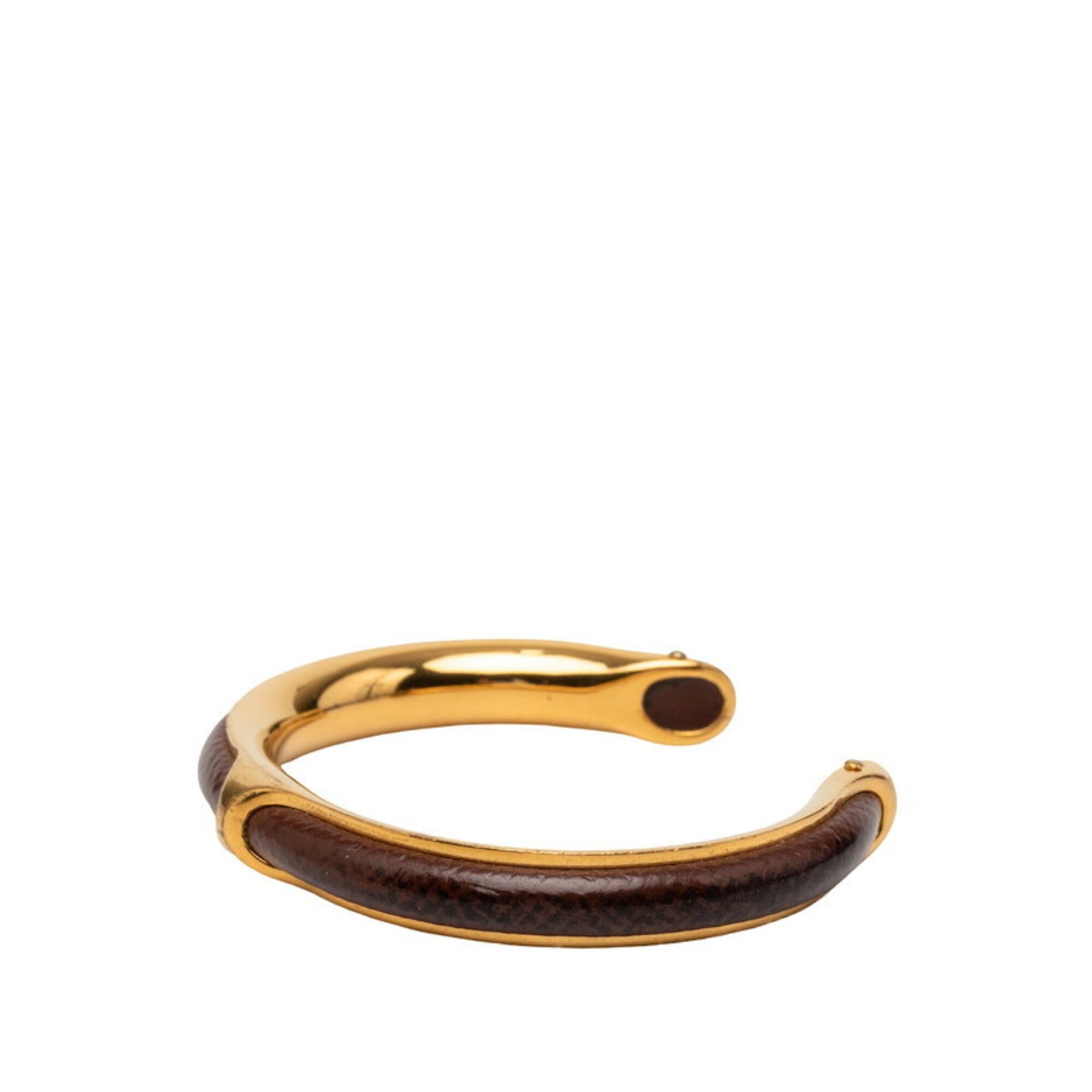 Hermes Hermes Bangle, Gold and Brown Plated Leather, Women's Size ONE SIZE - 2 Thumbnail