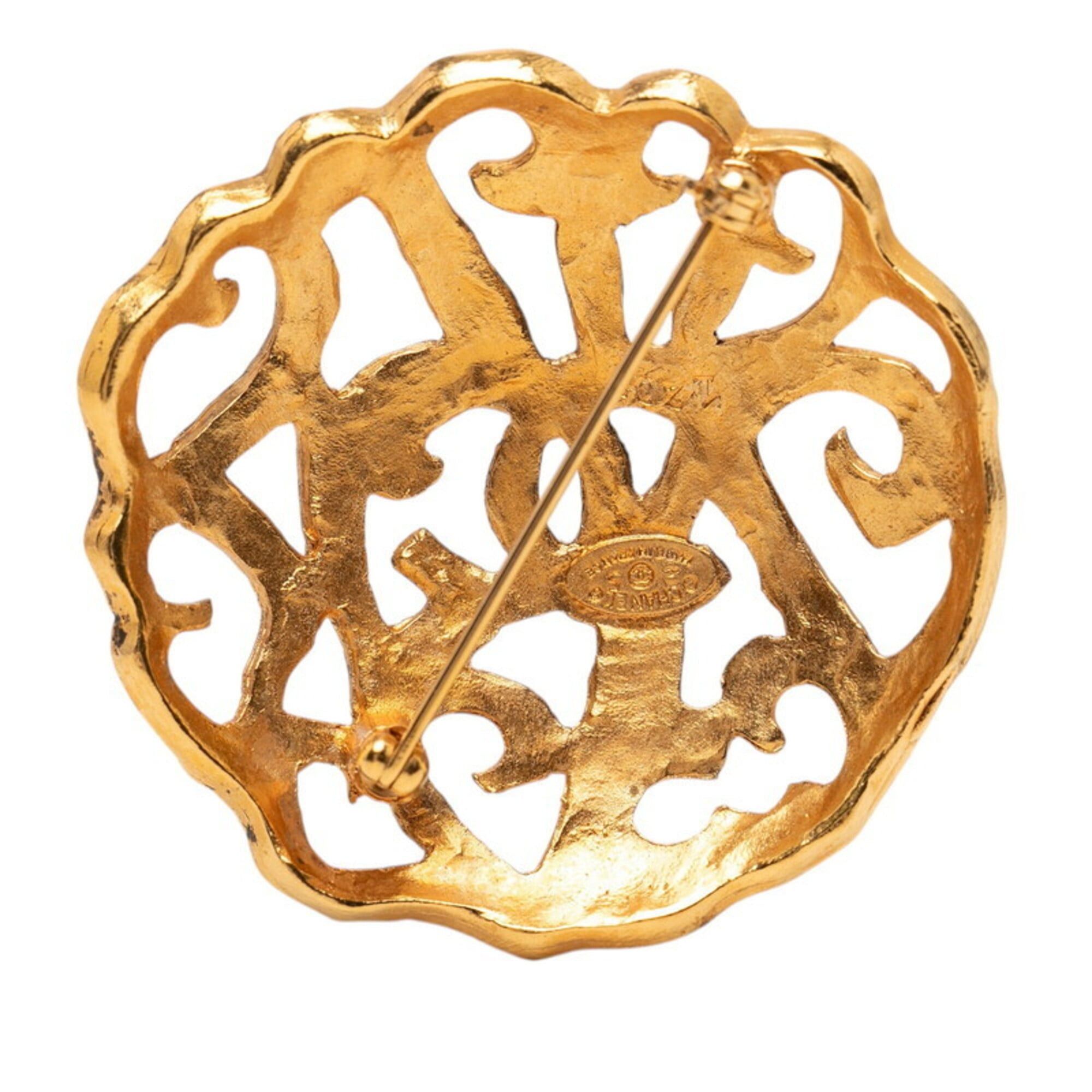 Chanel Chanel Coco Mark Round Logo Brooch, Vintage, Stamped 25, Gold Plated, Women's. Size ONE SIZE - 2 Thumbnail