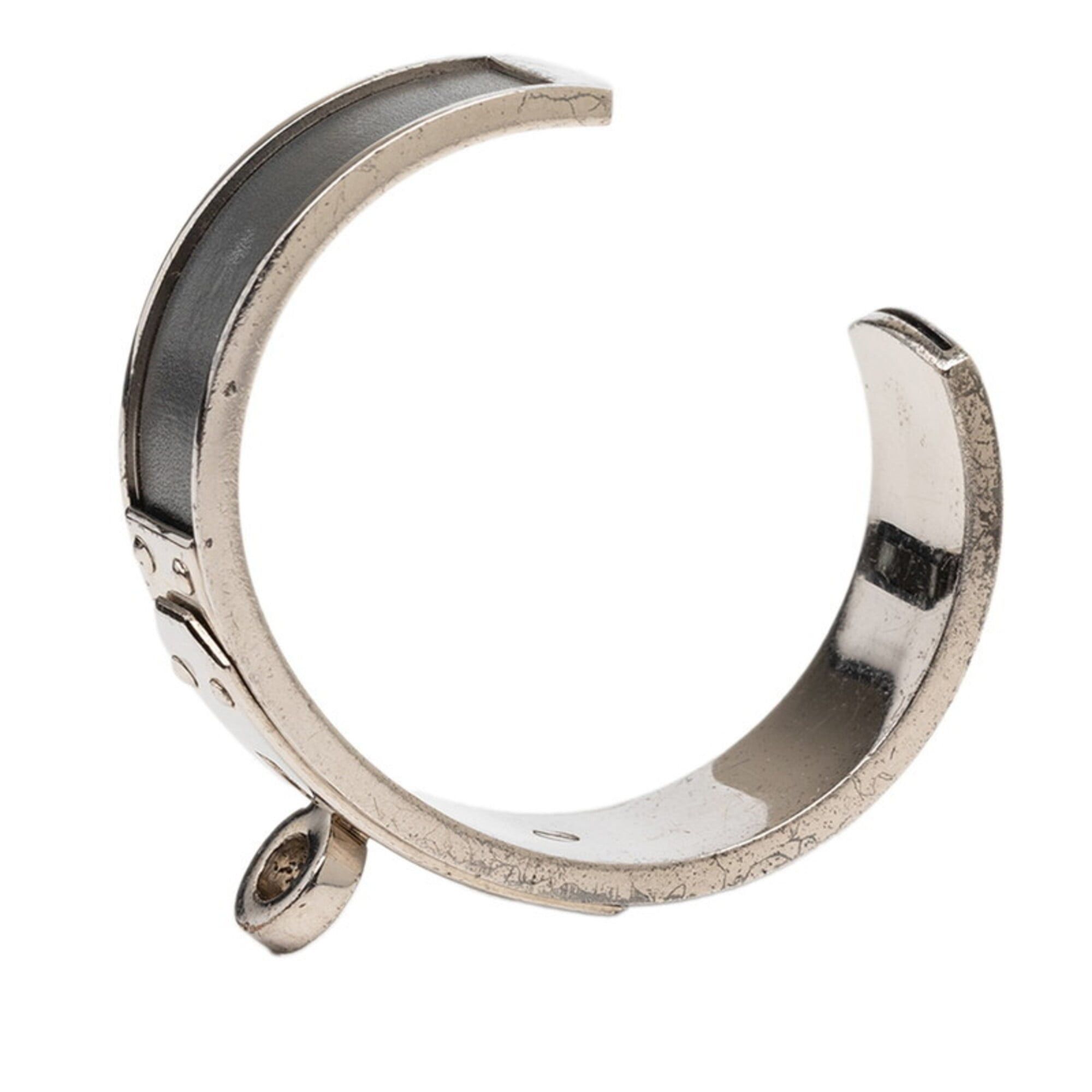 Hermes Hermes Kelly Bangle, Silver and Gray Metal Leather Bangle for Women Size ONE SIZE - 4 Thumbnail