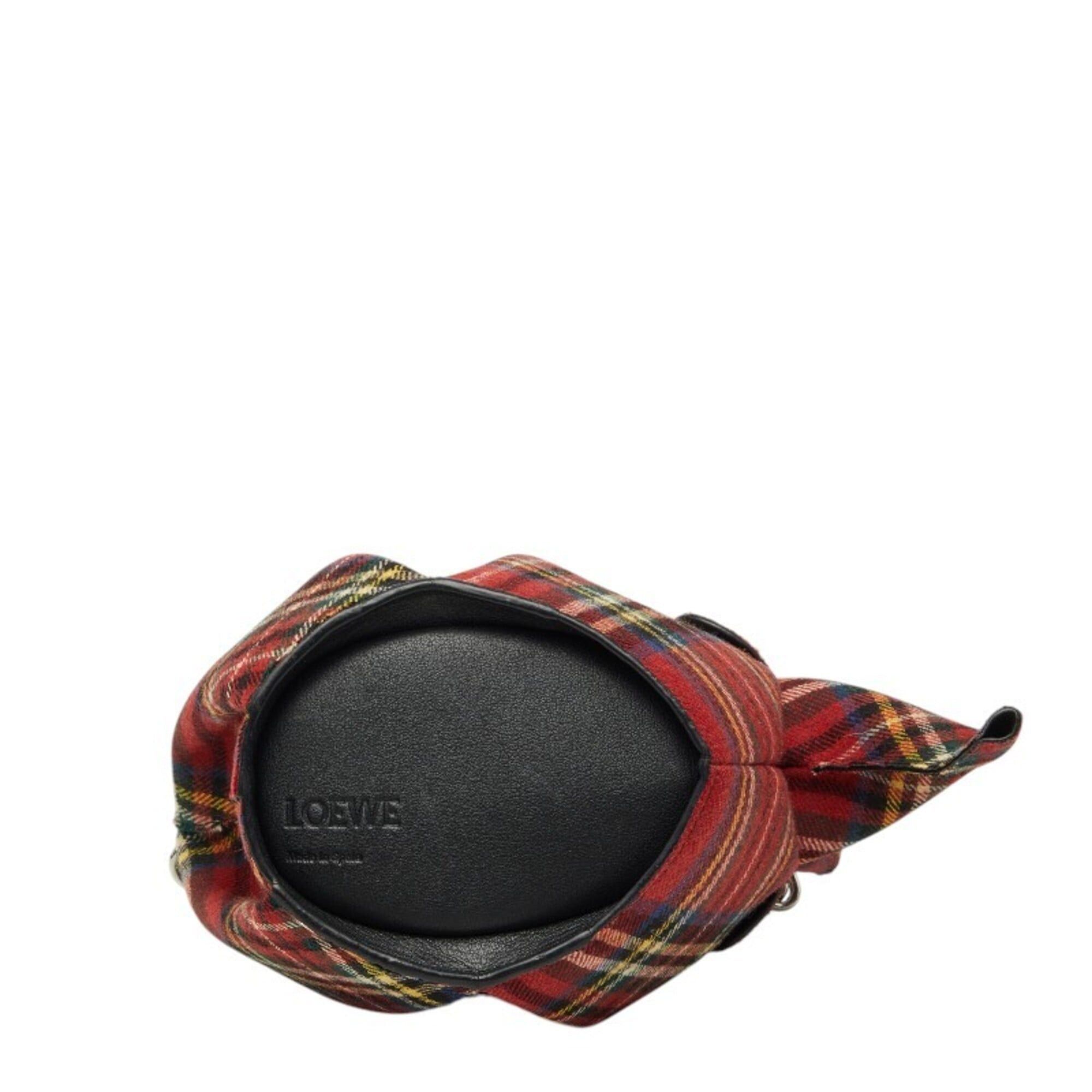 Loewe Loewe Tartan Check Elephant Crossbody Shoulder Bag, Red Multicolor Wool, Women's LOEWE Size ONE SIZE - 3 Thumbnail