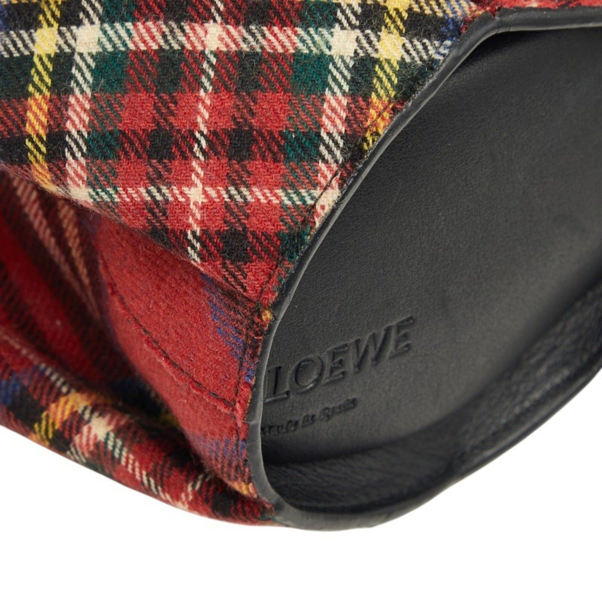 Loewe Loewe Tartan Check Elephant Crossbody Shoulder Bag, Red Multicolor Wool, Women's LOEWE Size ONE SIZE - 4 Thumbnail