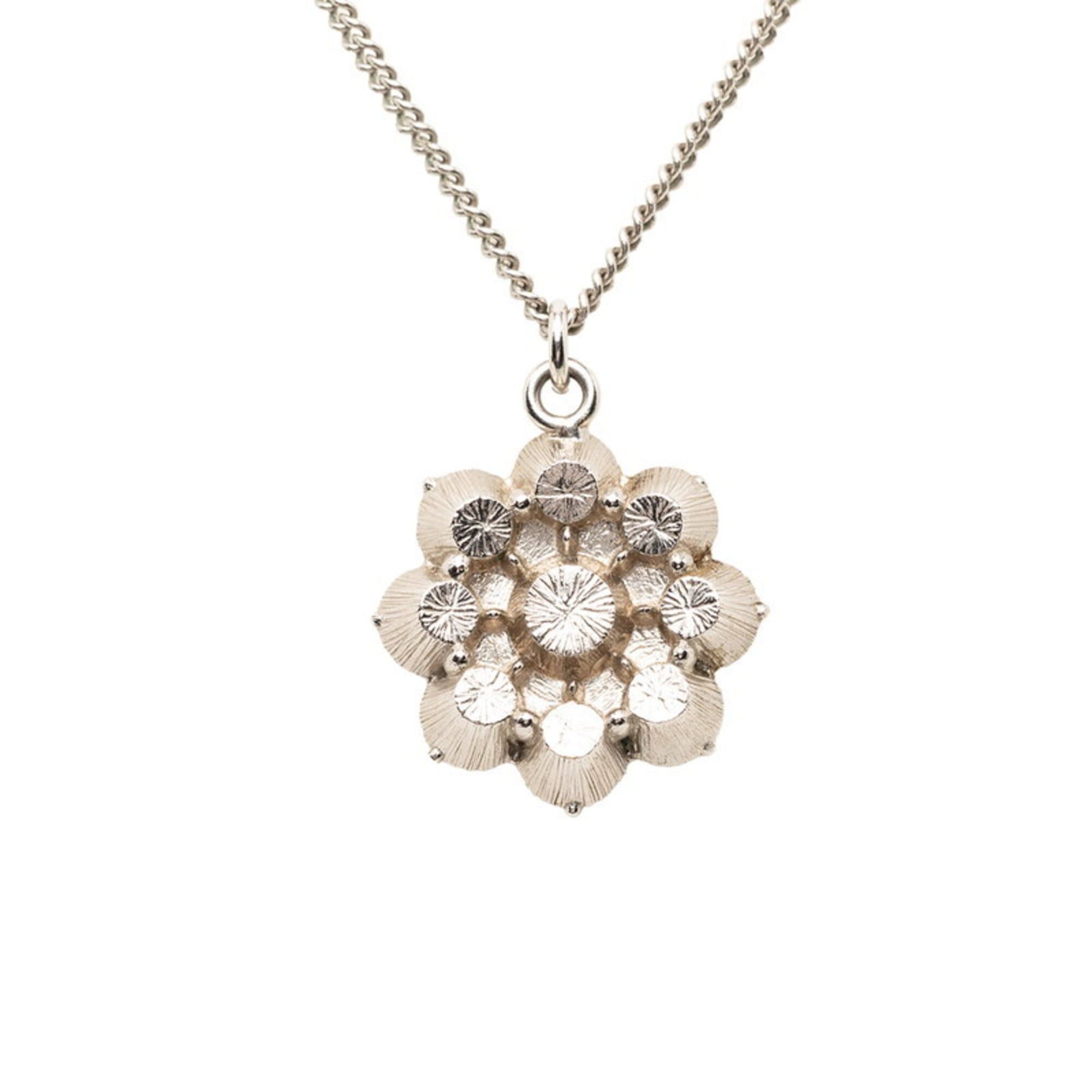 Chanel Chanel Coco Mark Flower Chain Pendant Necklace B16V Silver Metal Rhinestone Women's CHANEL Size ONE SIZE - 2 Thumbnail