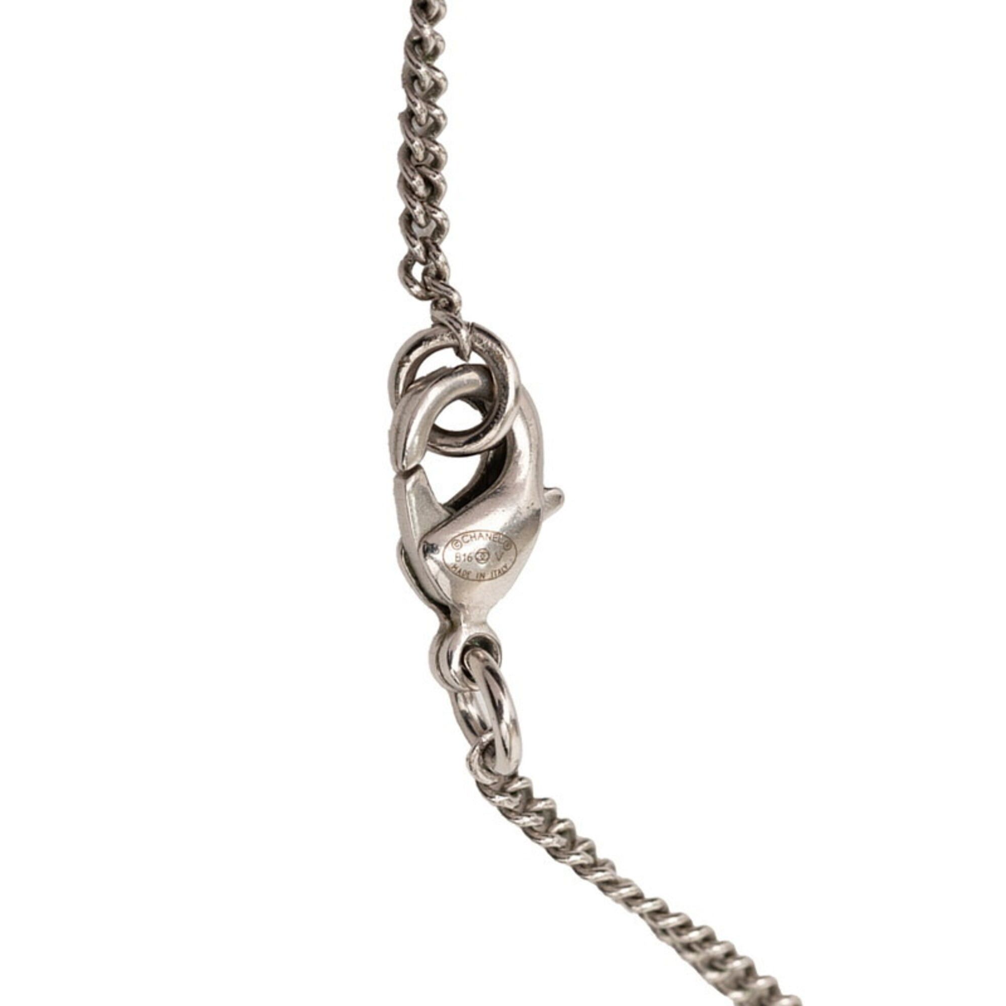 Chanel Chanel Coco Mark Flower Chain Pendant Necklace B16V Silver Metal Rhinestone Women's CHANEL Size ONE SIZE - 5 Thumbnail