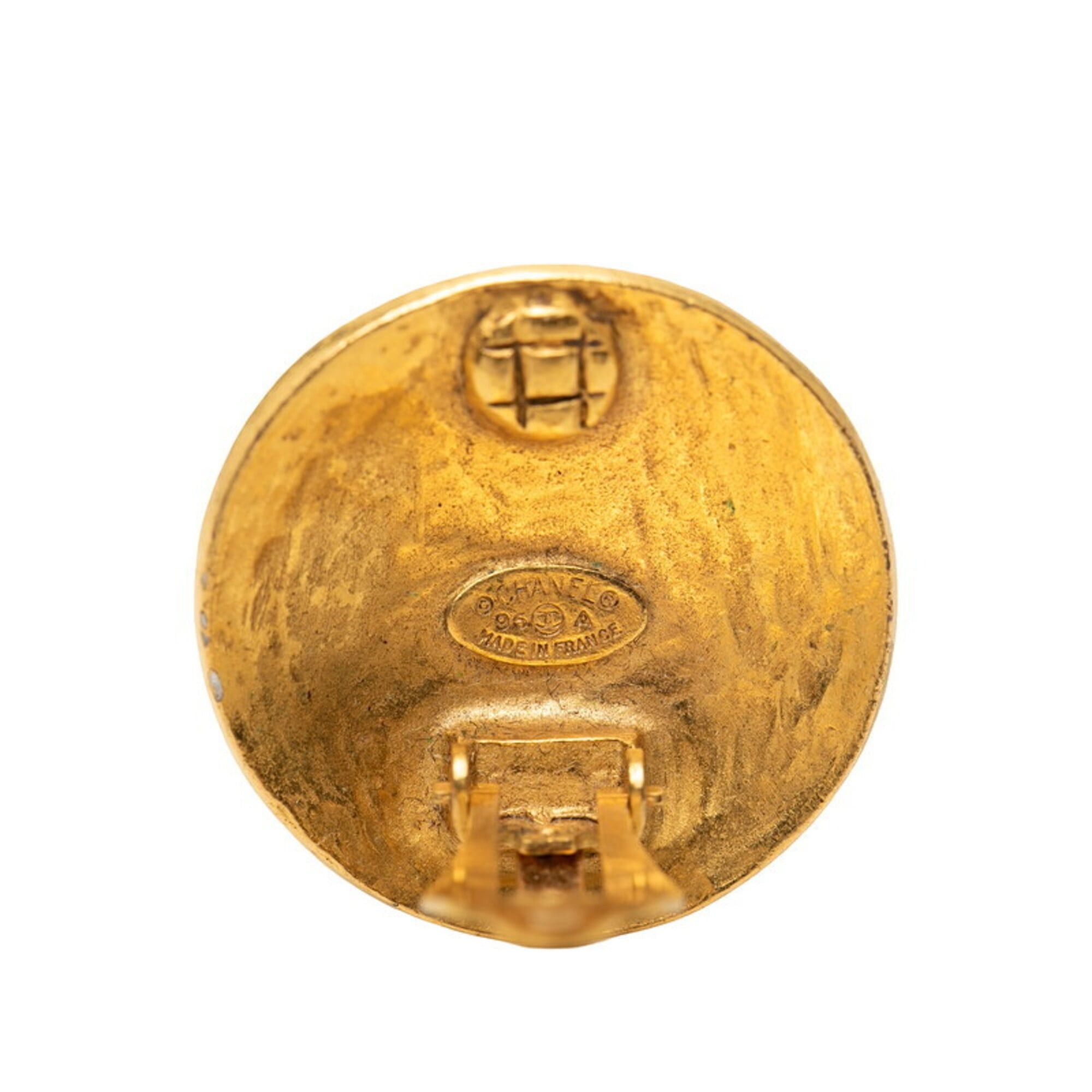 Chanel Chanel Coco Mark Round Earrings, 96A Stamp, Vintage Gold Plated, Women's CHANEL Size ONE SIZE - 3 Thumbnail