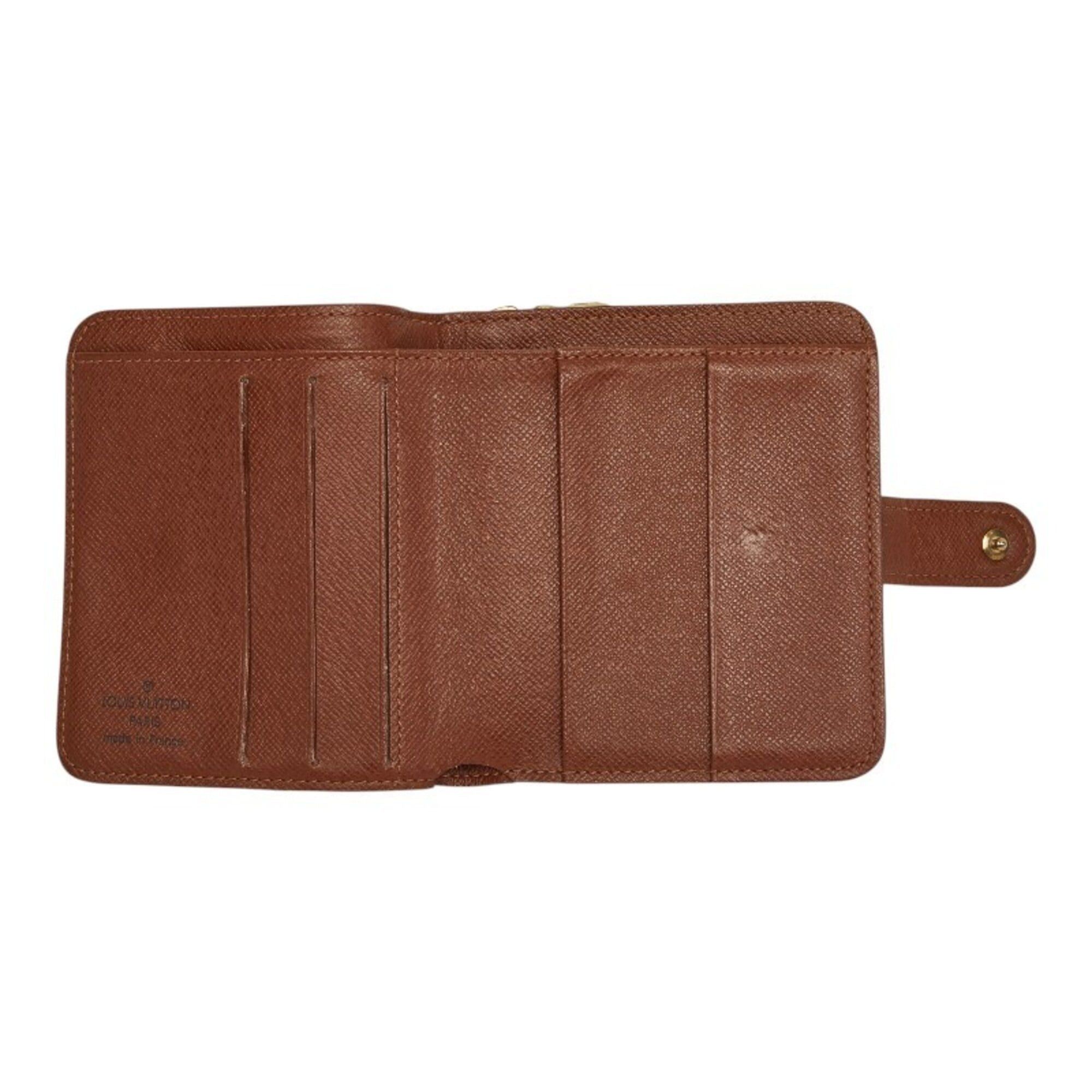 Louis Vuitton Louis Vuitton Monogram Compact Zip Bi-fold Wallet M61667 Brown Leather Women's LOUIS VUITTON Size ONE SIZE - 7 Thumbnail
