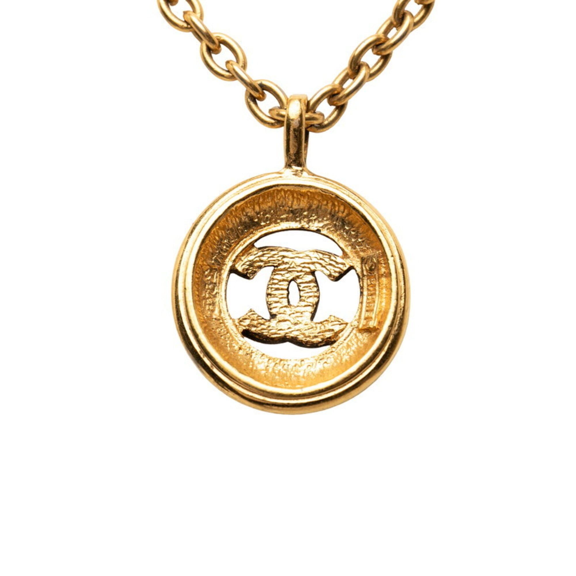 Chanel Chanel Coco Mark Chain Round Pendant Necklace, Gold Plated, Women's. Size ONE SIZE - 2 Thumbnail