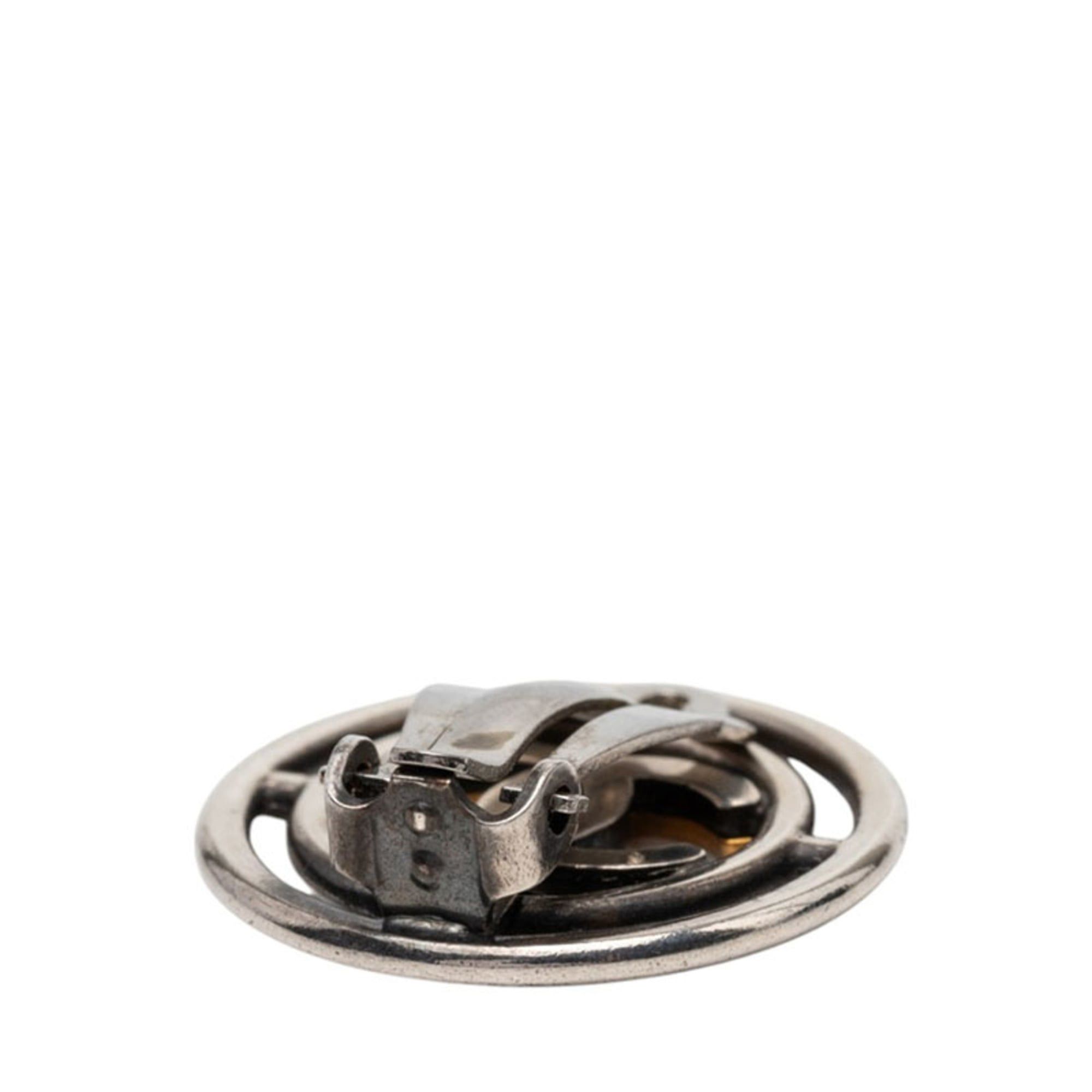 Chanel Chanel Coco Mark Vintage Round Earrings 96P Gold Silver Plated Women's CHANEL Size ONE SIZE - 4 Thumbnail
