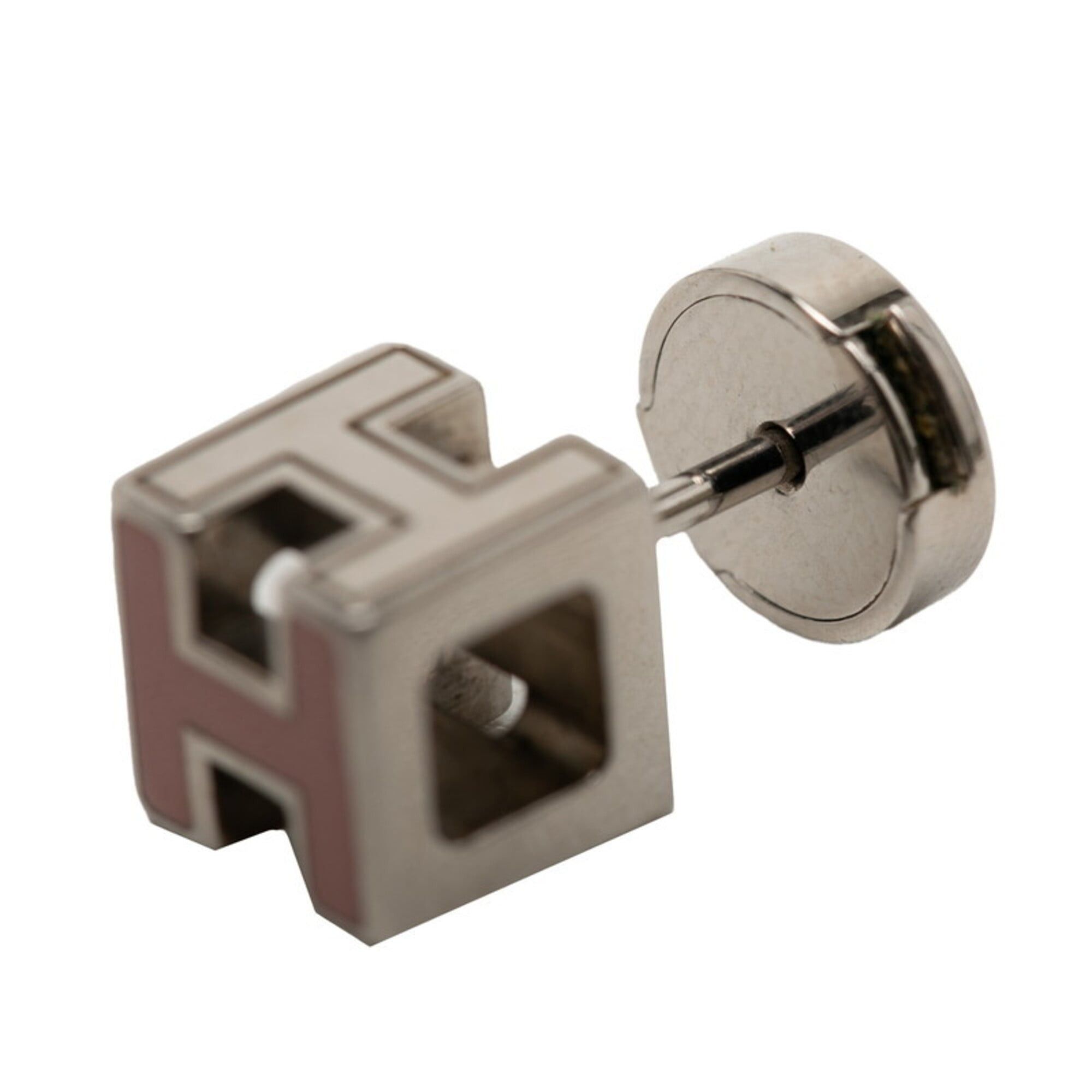 Hermes Hermes Cage d'H H-Cube Logo Stud Earrings, Silver and Pink Metal, Women's HERMES Size ONE SIZE - 4 Thumbnail