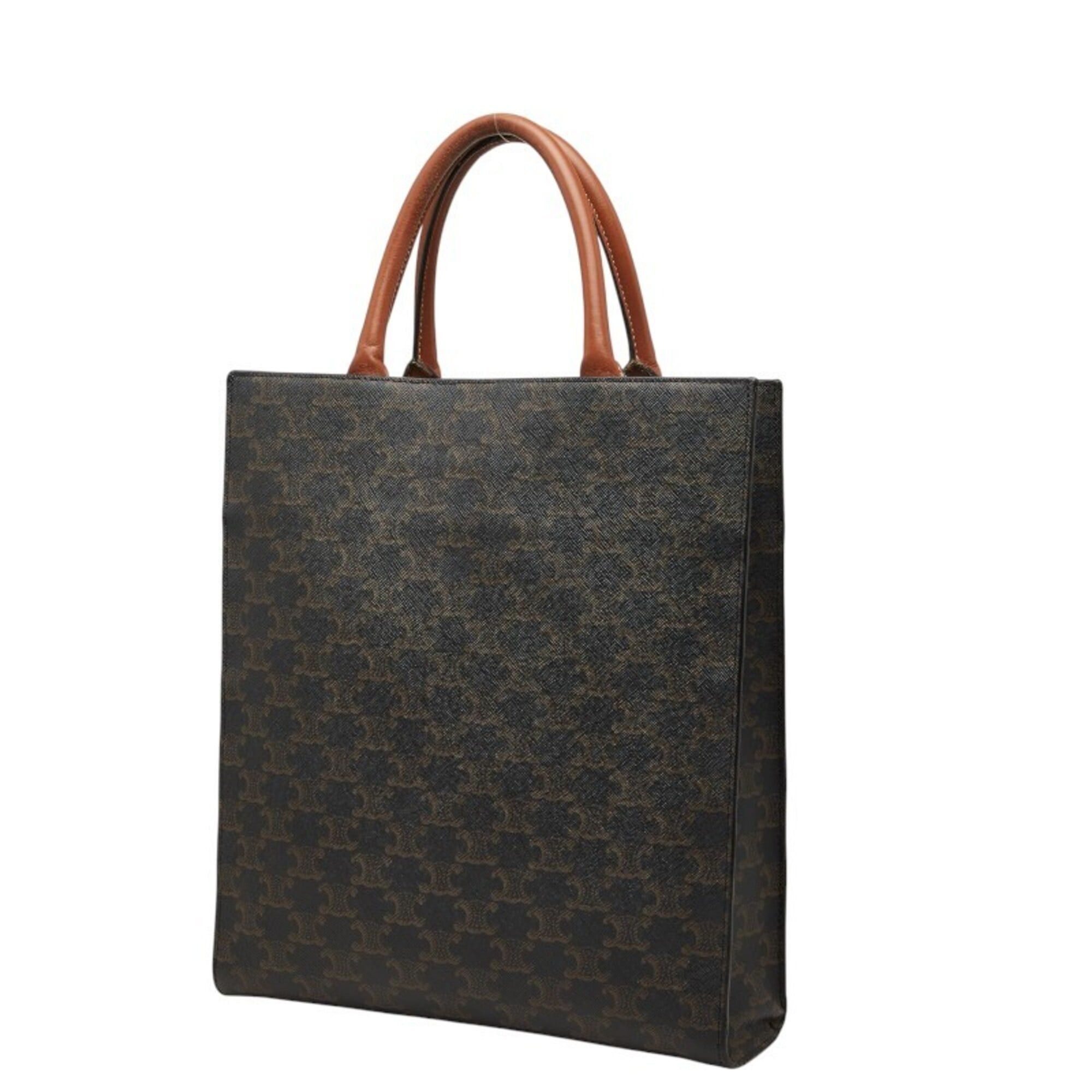 Celine Celine Triomphe Vertical Cabas Small Tote Bag Shoulder 2-Way Brown Leather Women's CELINE Size ONE SIZE - 2 Thumbnail